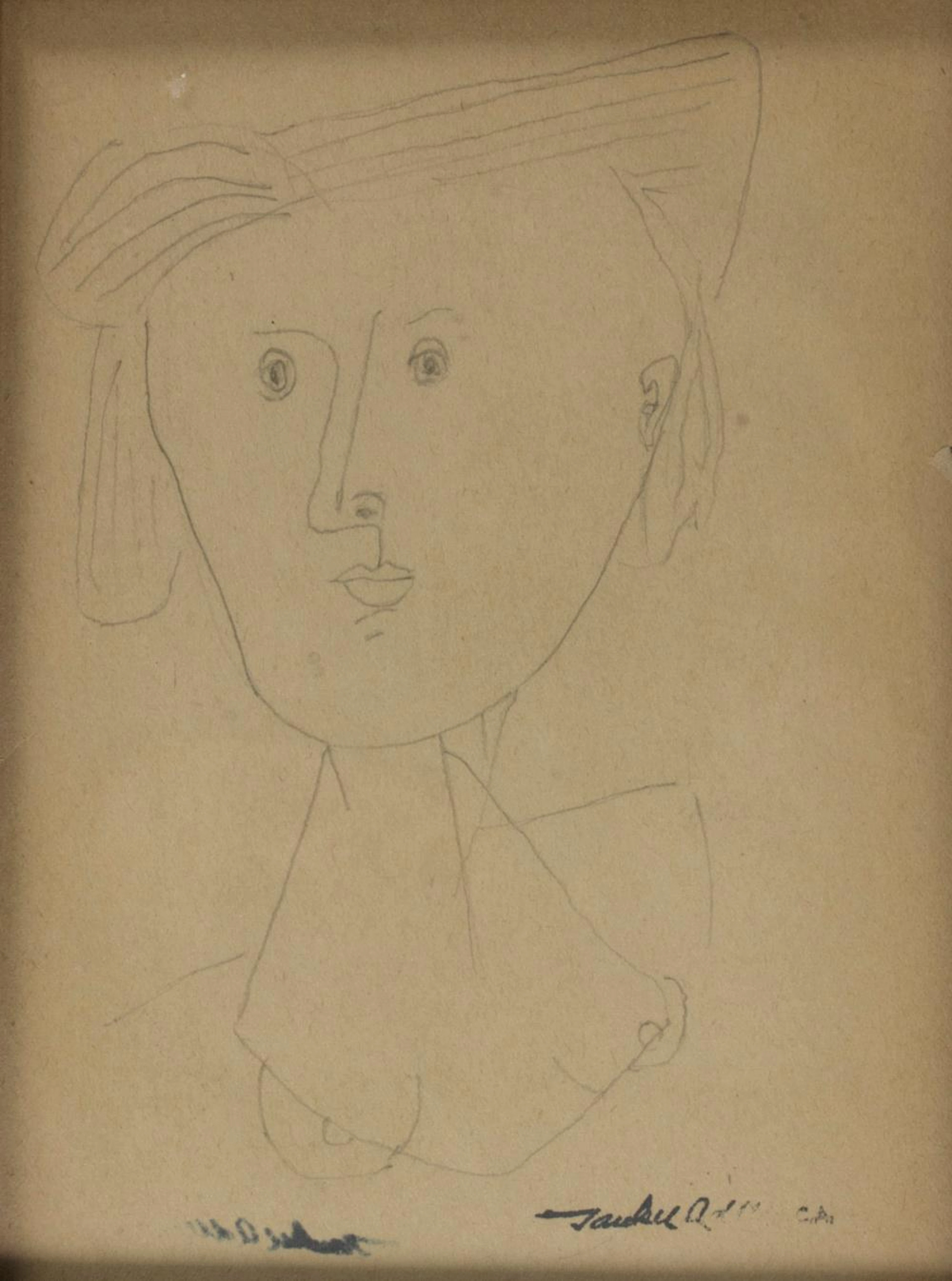 Jankel Adler (1895-1949), 'Frauenkopf' / 'A woman's head', 1. Hälfte 20. Jh.