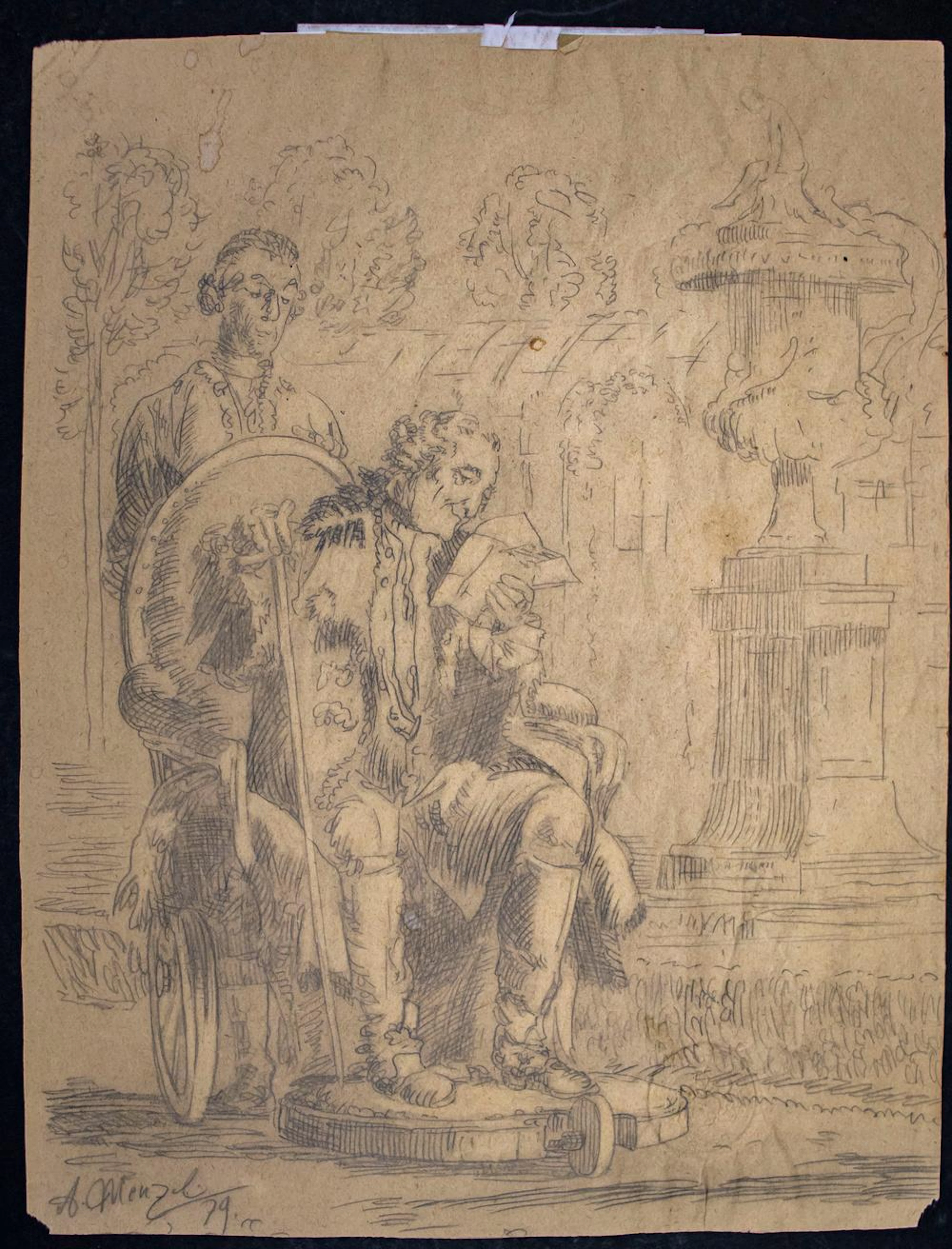 Adolph von MENZEL (1815-1905) 'Der alte Fritz im Garten...