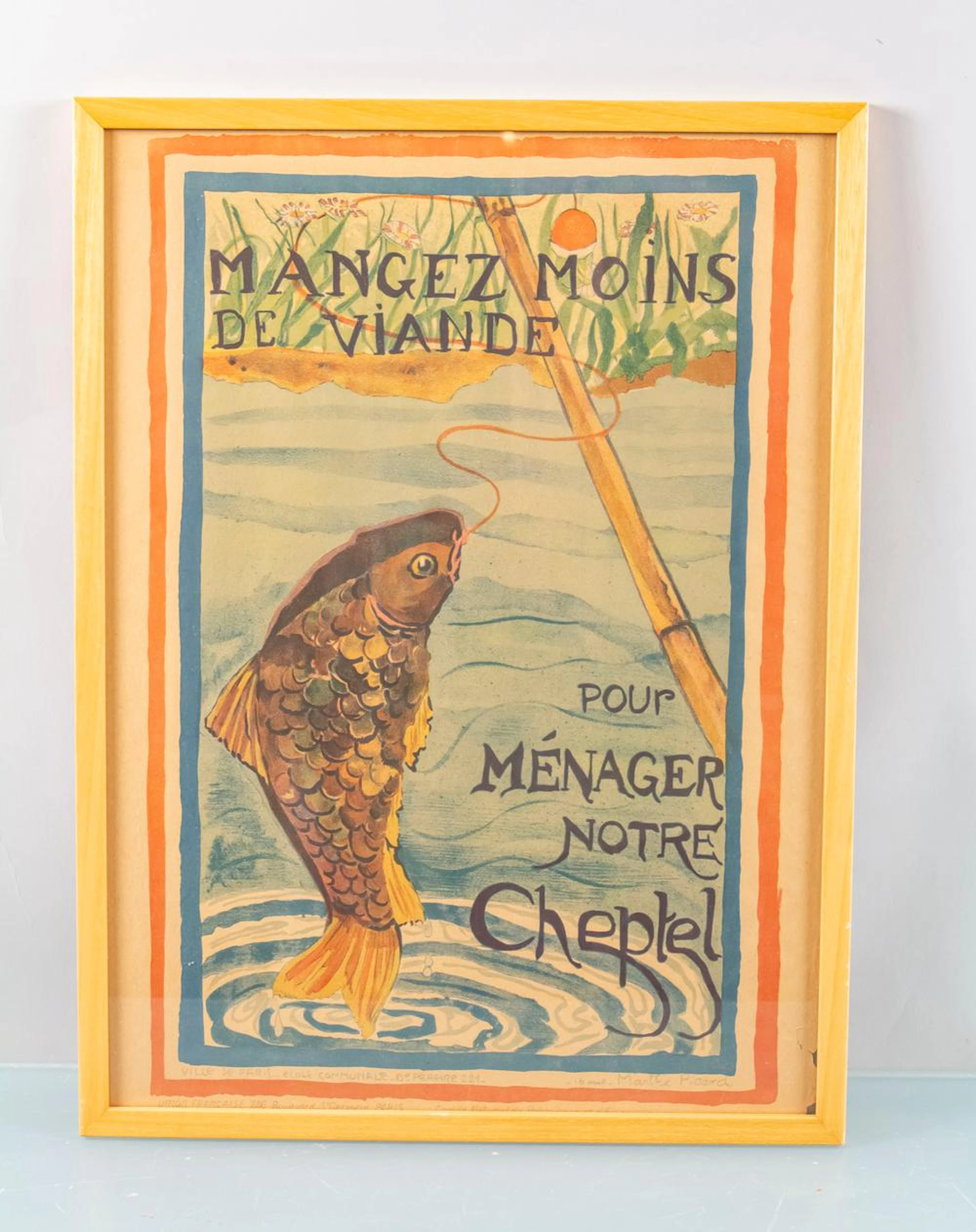 Original Jugendstil Plakat 'Essen Sie weniger Fleisch...'...