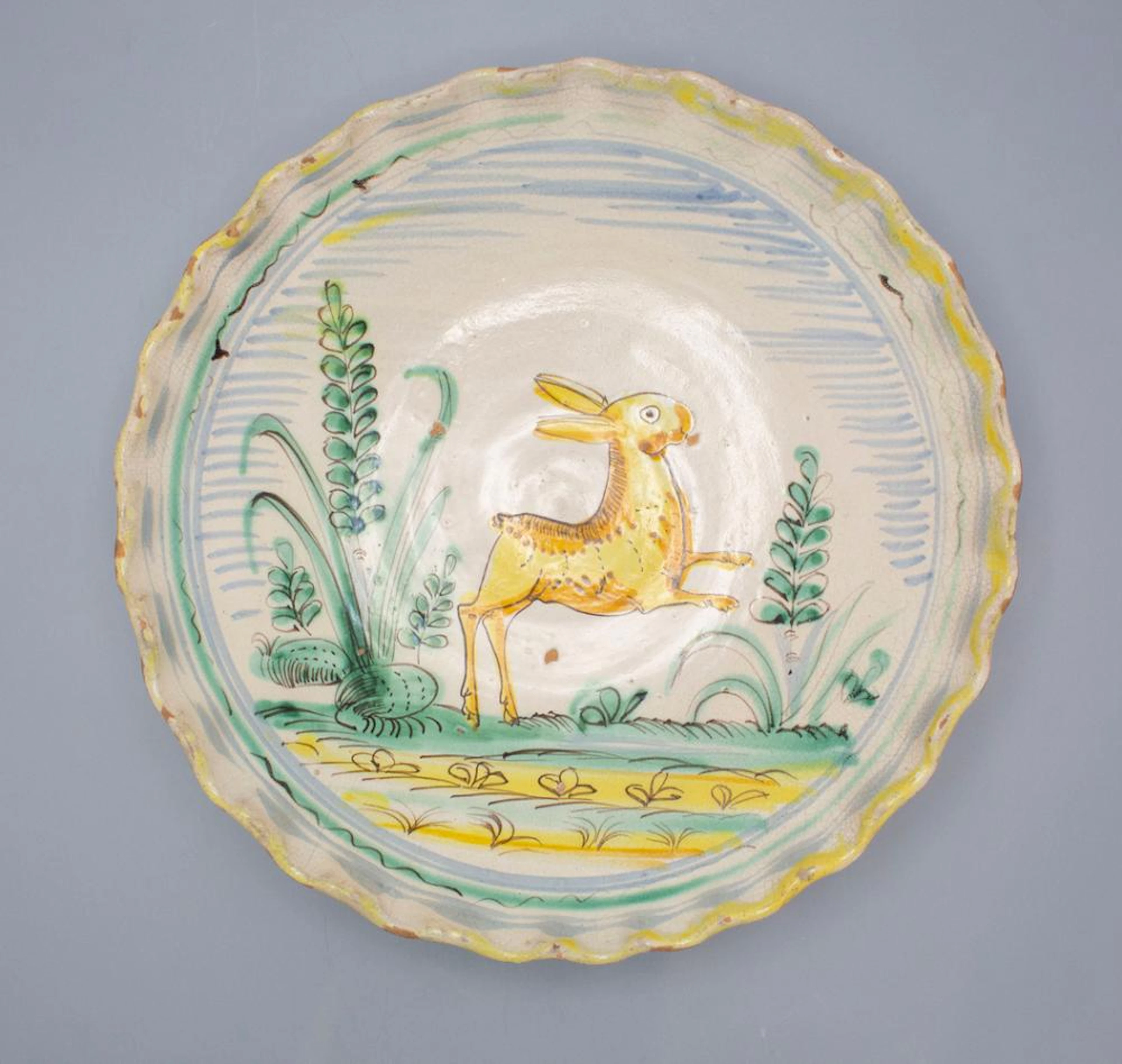 Keramik Schale / Wandteller 'Springender Hase' / A...
