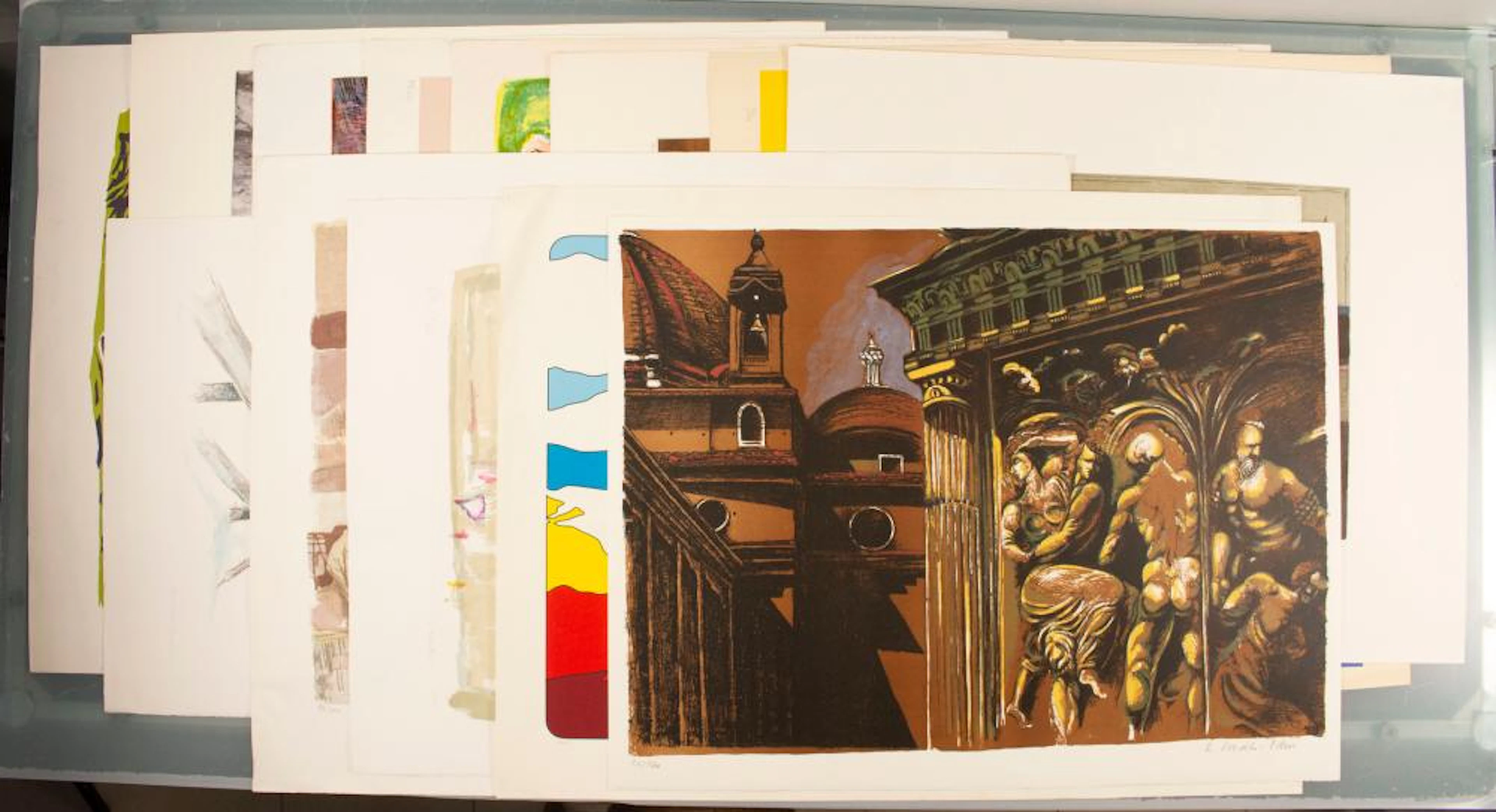 Konvolut 16 große Grafiken / A collection of 16 large grafic works, 20. Jh.