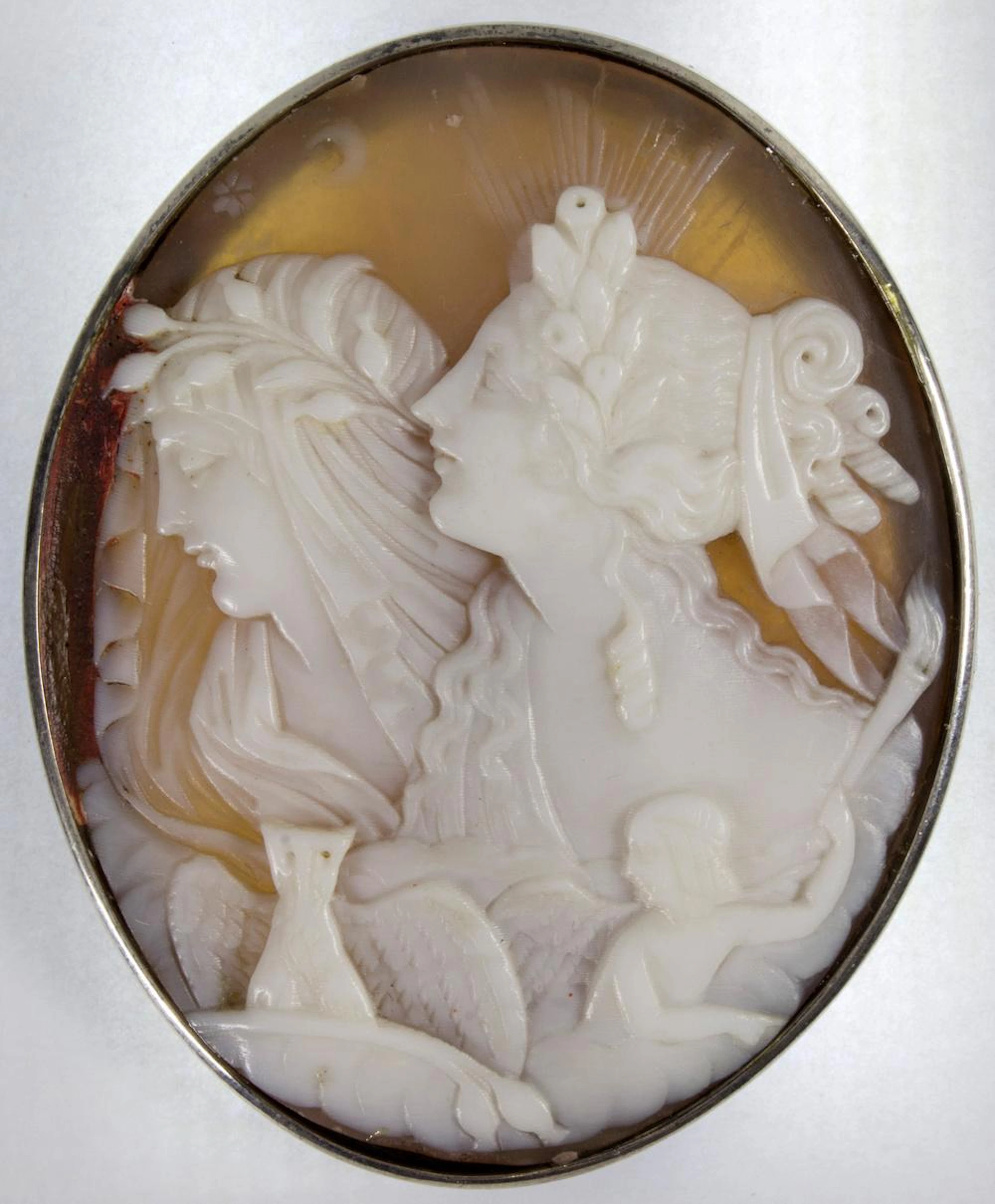 Kamee Brosche / A silver cameo brooch