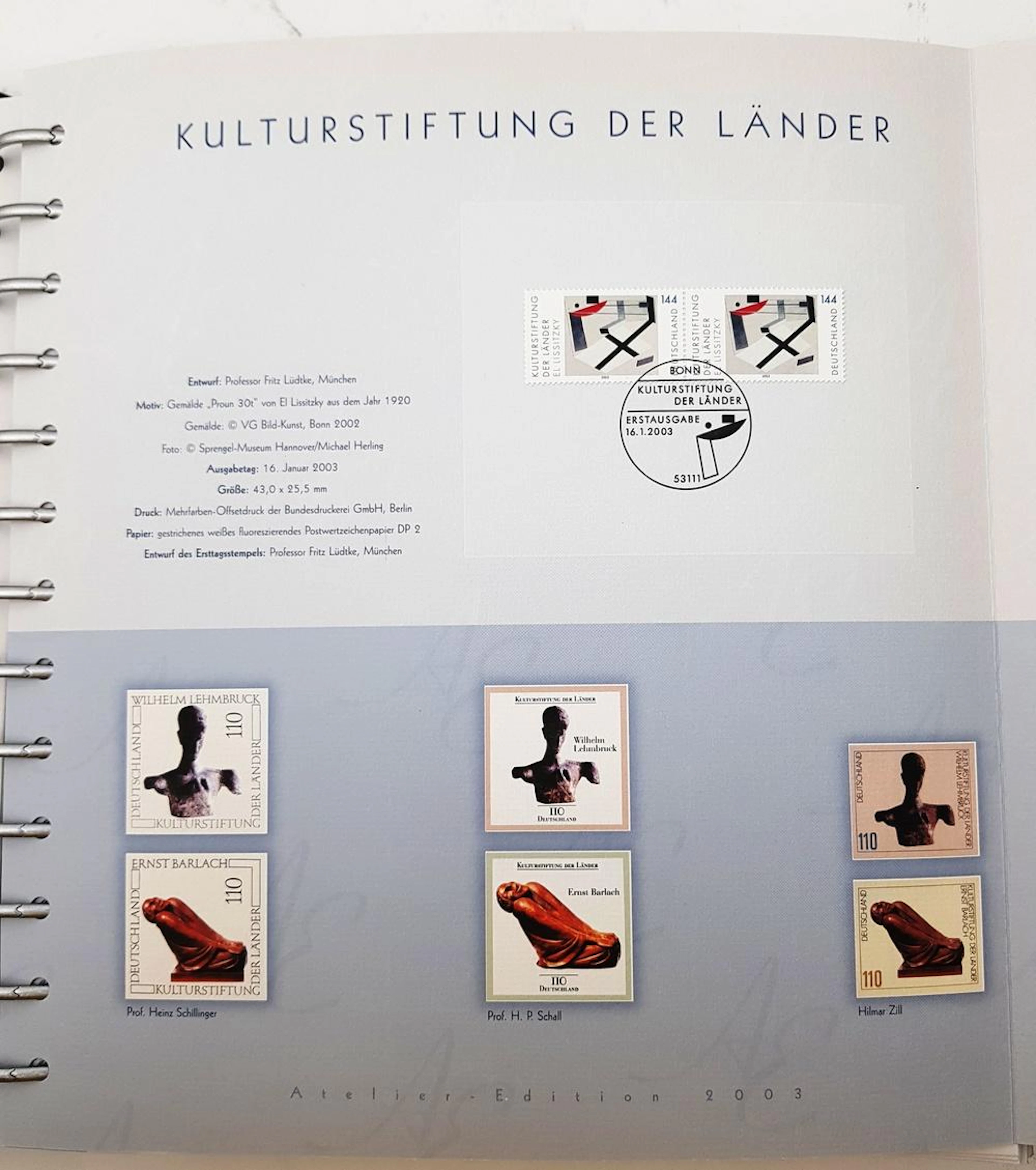 BRD Briefmarken 2003 'Atelier Edition', Deutsche Post