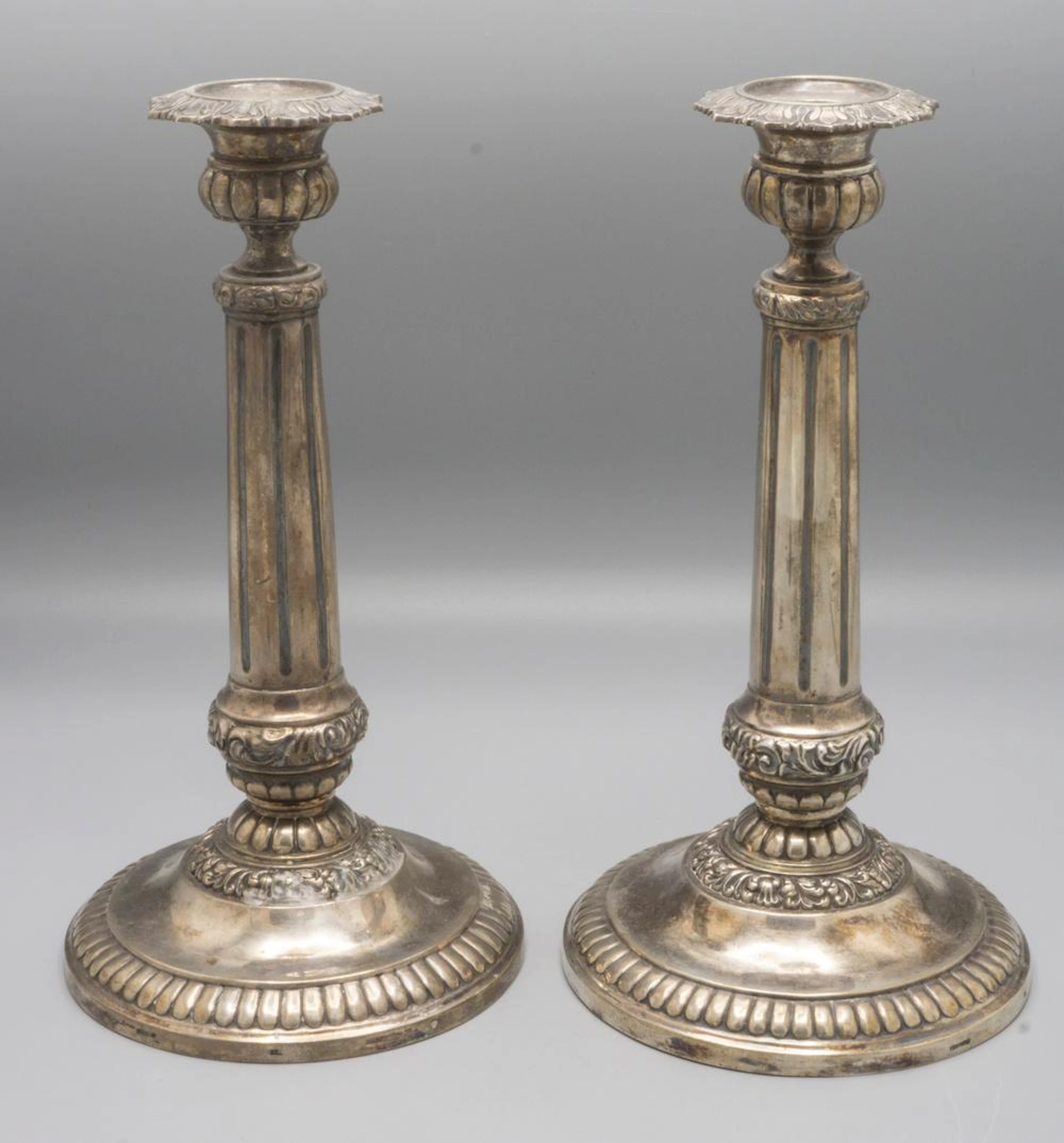 Paar Biedermeier Silberleuchter / A pair of silver candlesticks