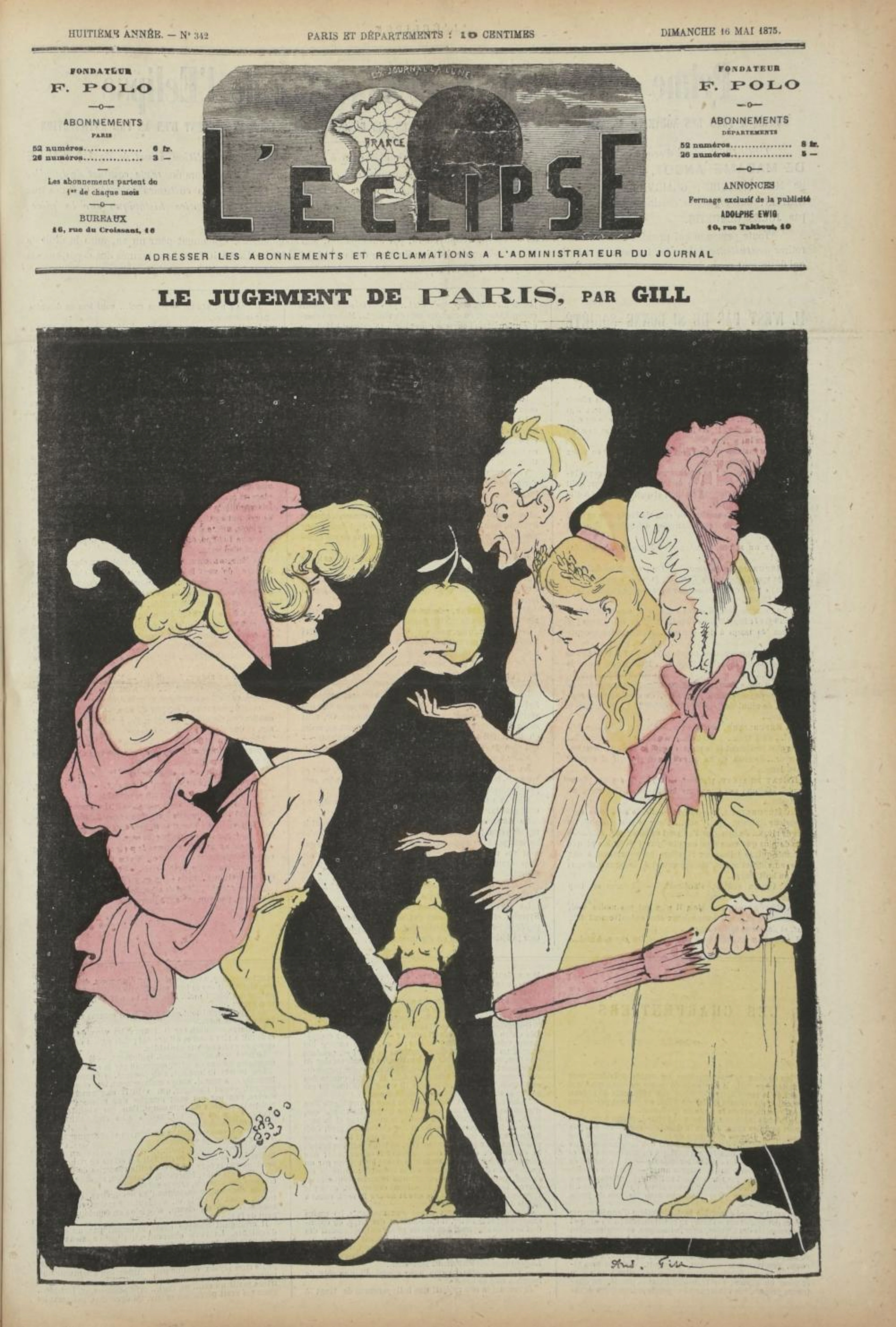 GILL, André ? L'Eclipse 4 vol. in folio, n° 1 à 374. Demi veau vert d'ép