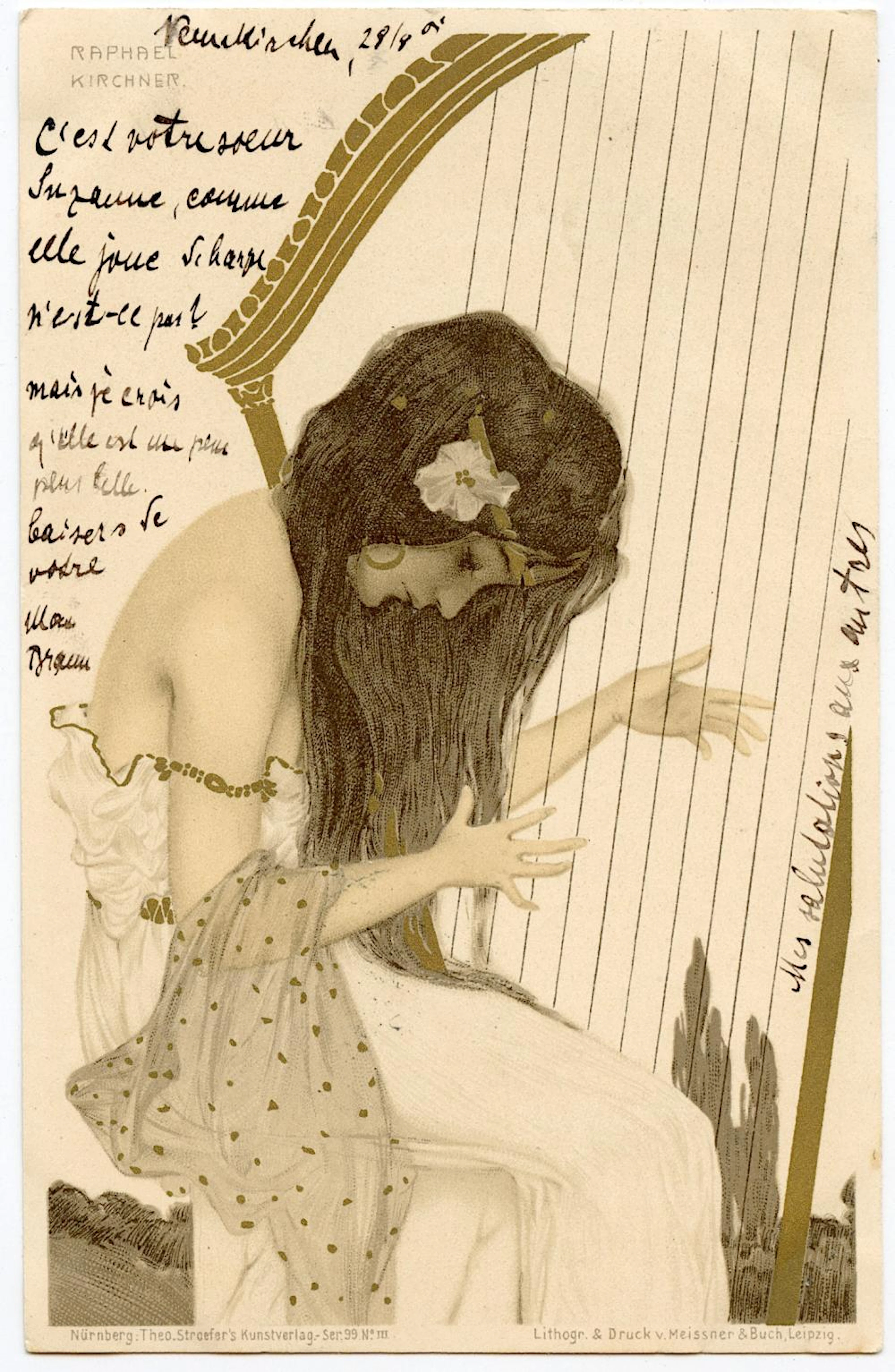 Rare Vintage Postcard Art Nouveau Raphael Kirchner