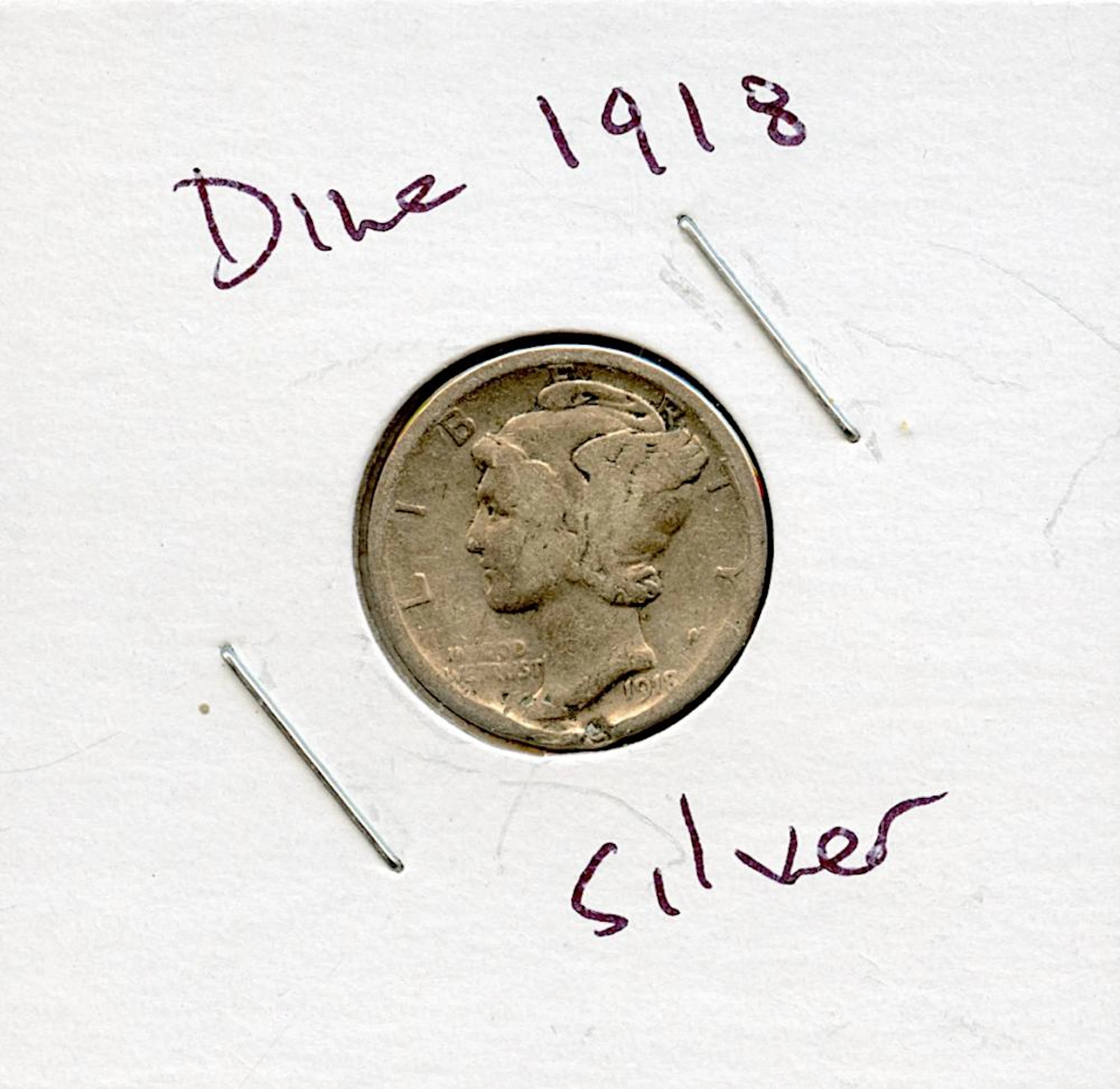 Circulated Coin Silver Mercury Dime 1918