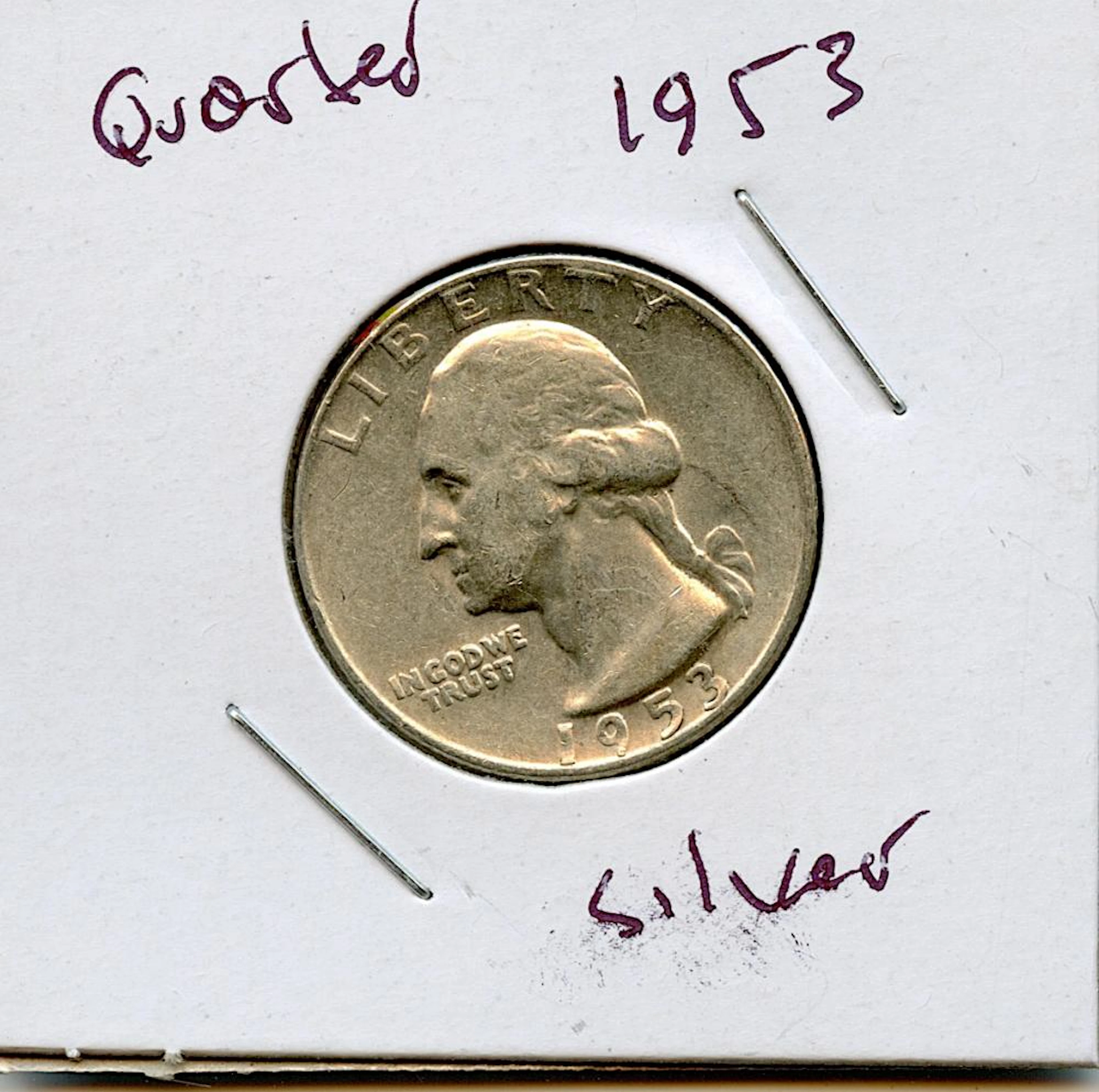 Coin Silver Washington Quarter Dollar 1953