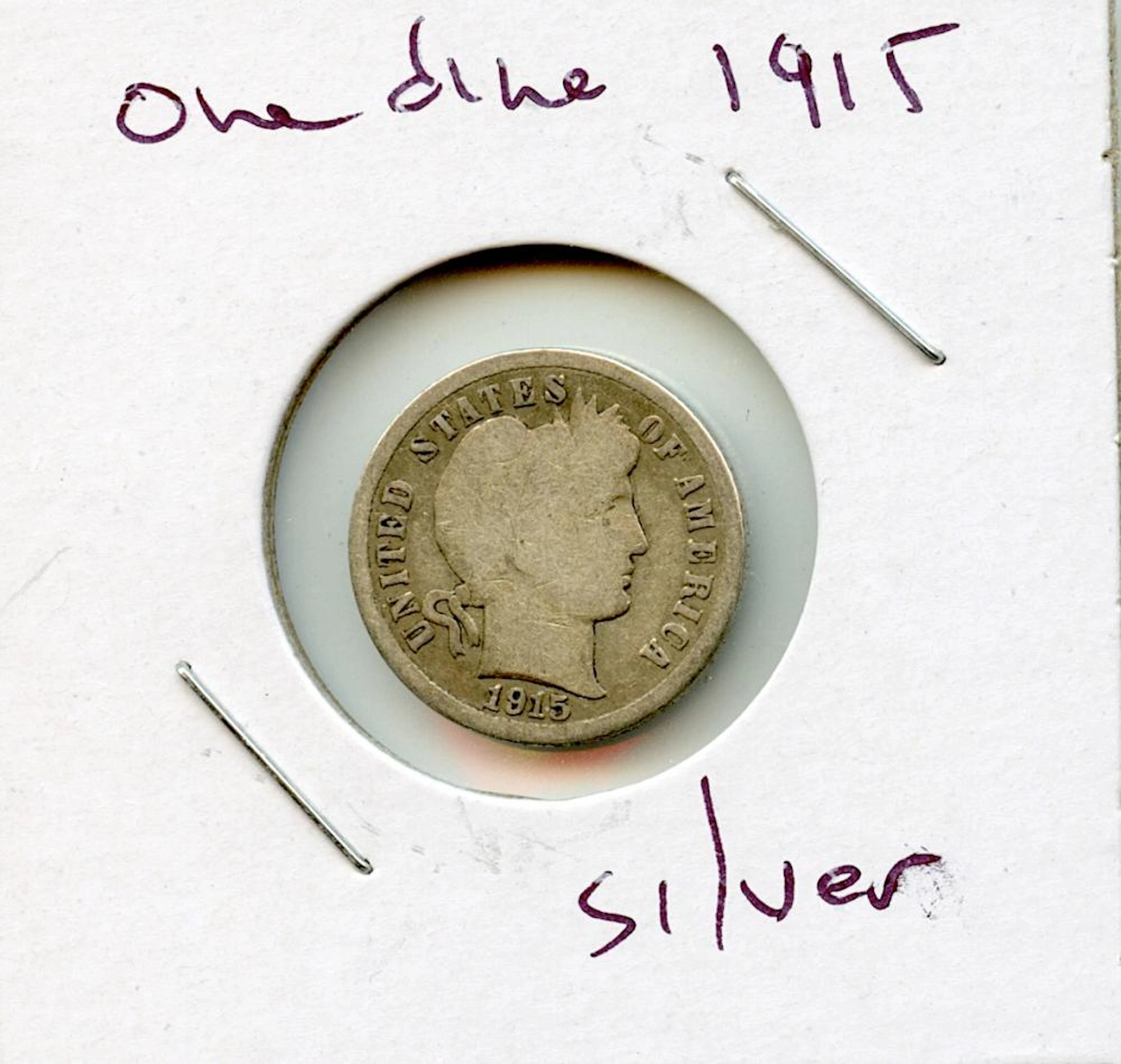 Circulated Coin Silver Barber Dime 1915