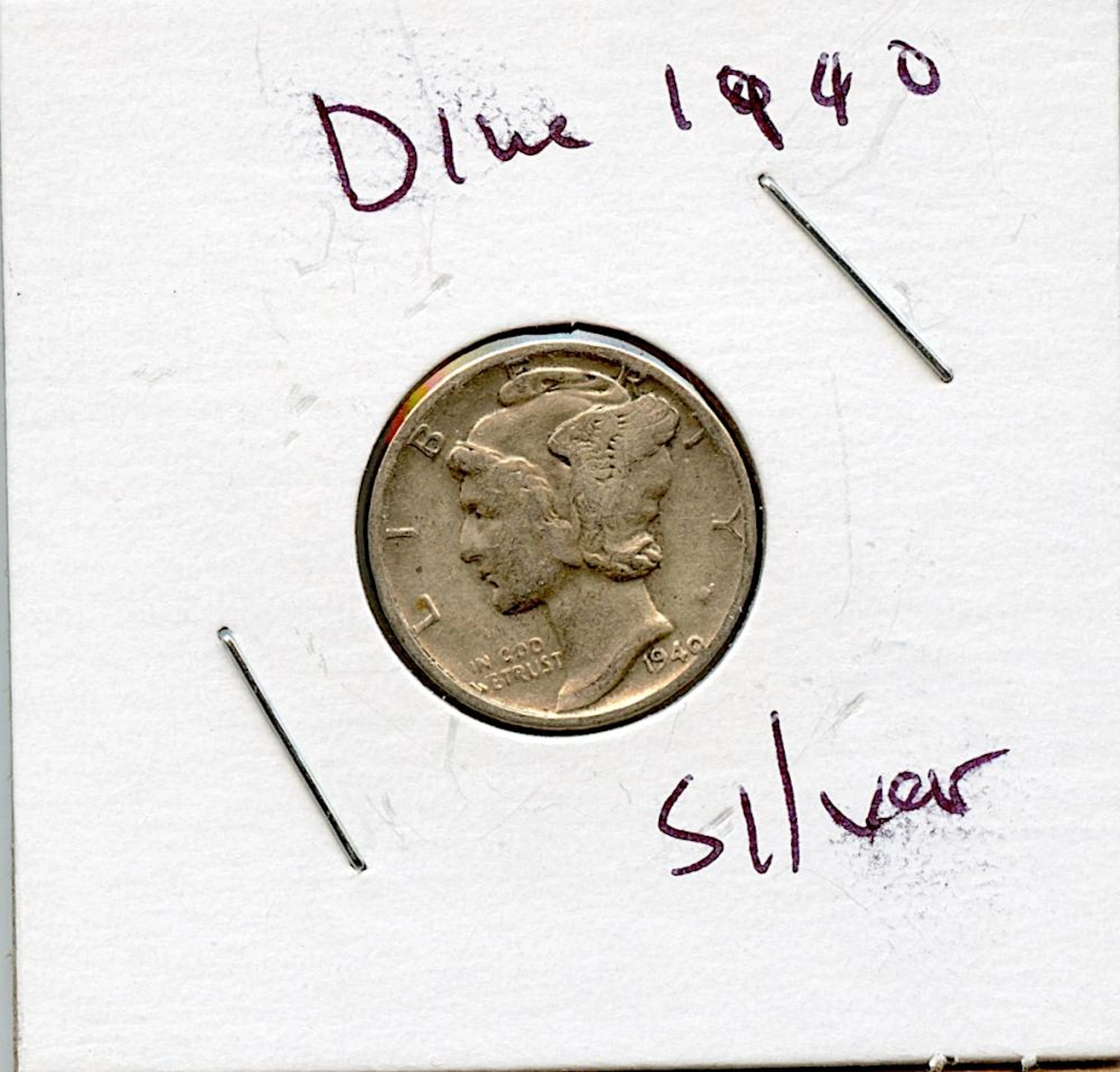 Circulated Coin Silver Mercury Dime 1940
