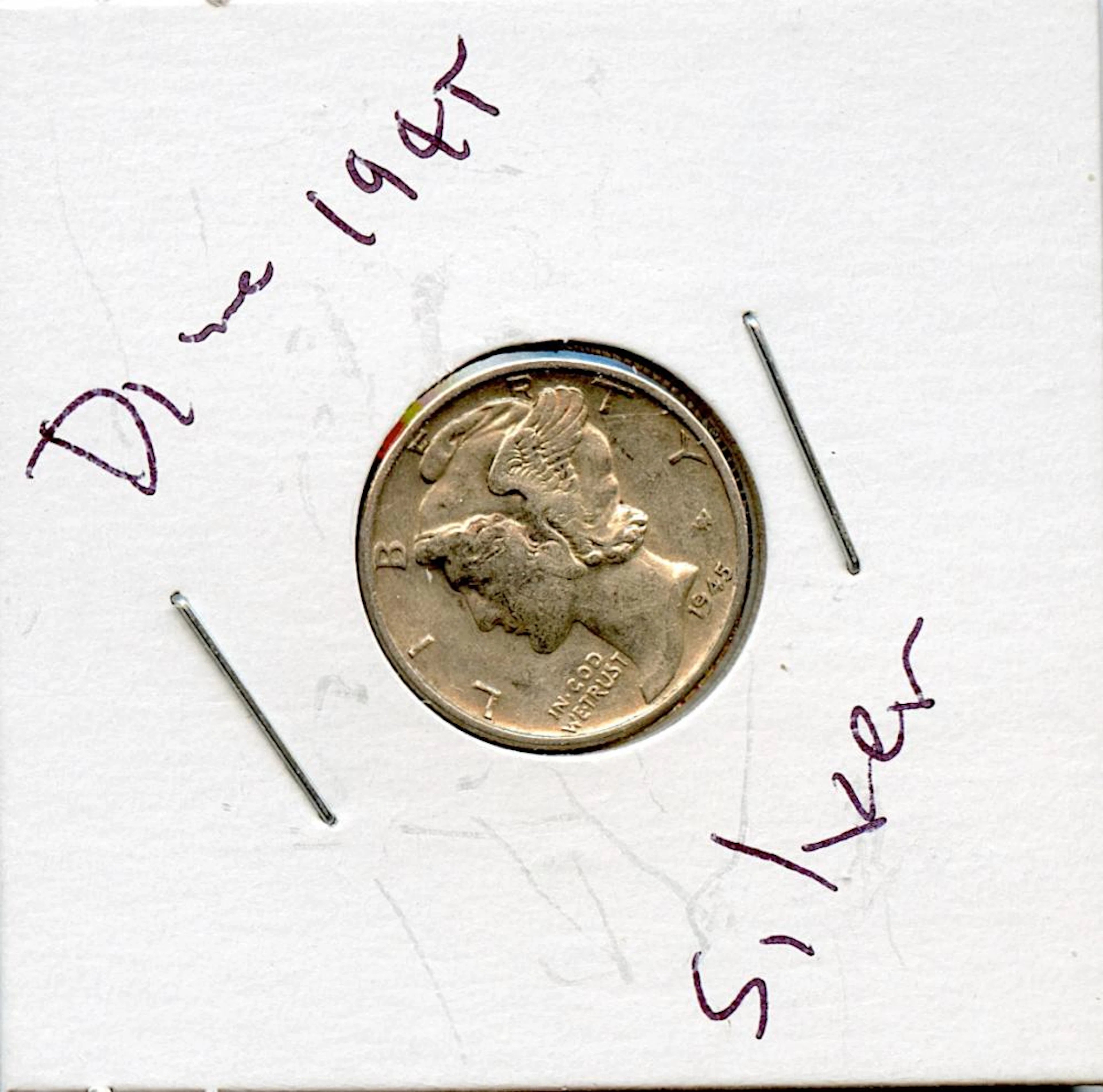Circulated Coin Silver Mercury Dime 1945