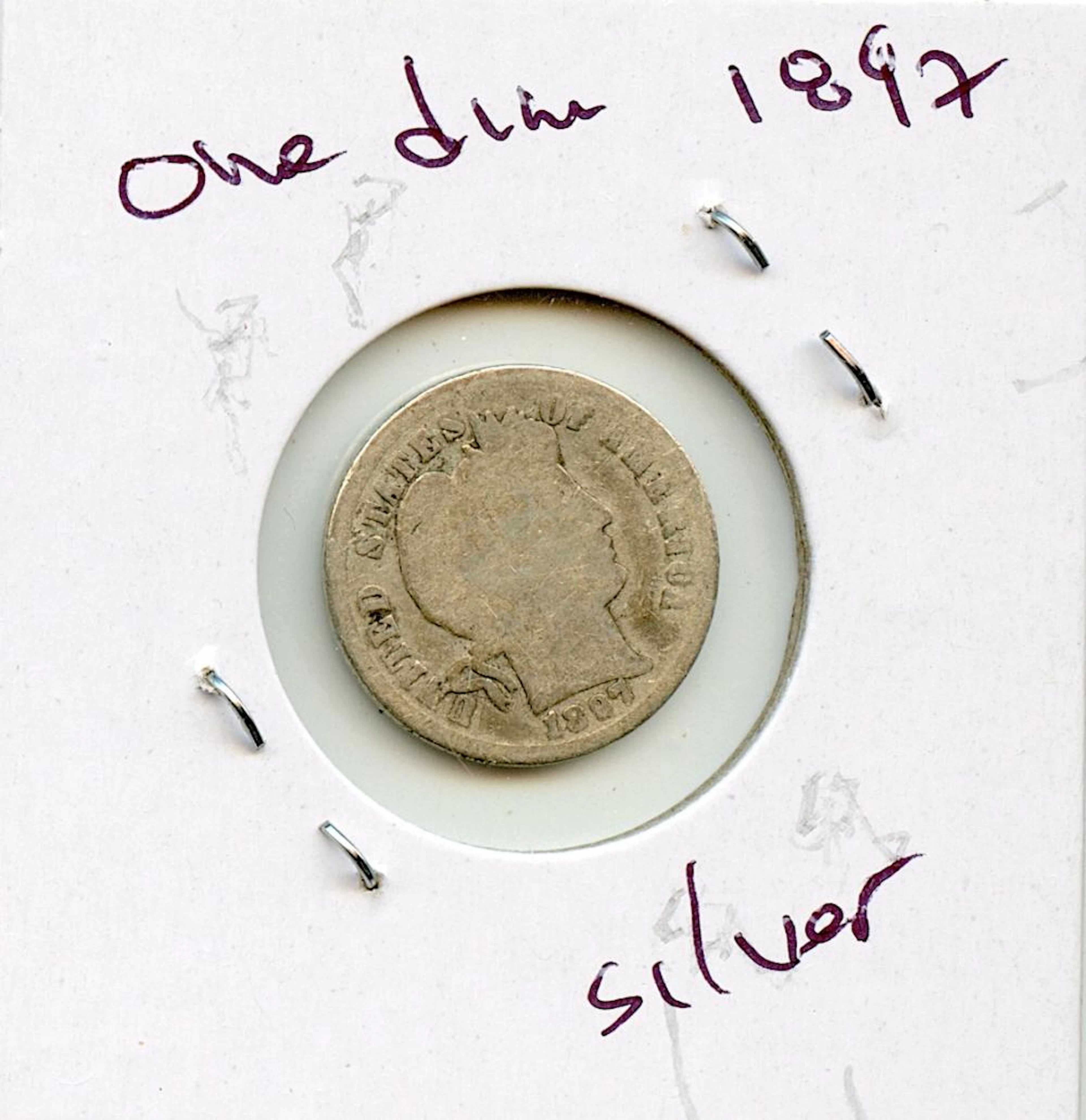 Circulated Coin Silver Barber Dime 1897