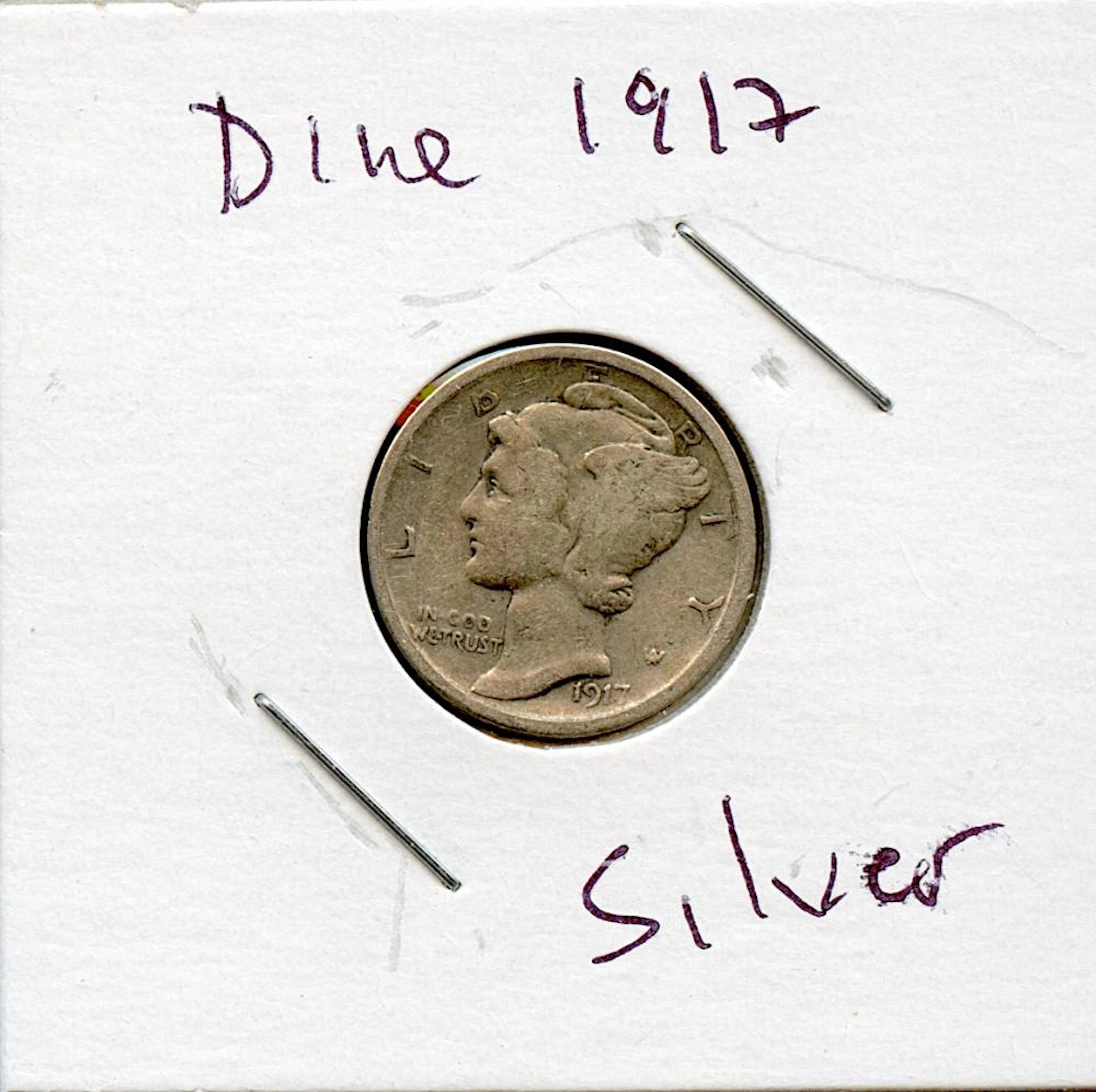 Circulated Coin Silver Mercury Dime 1917