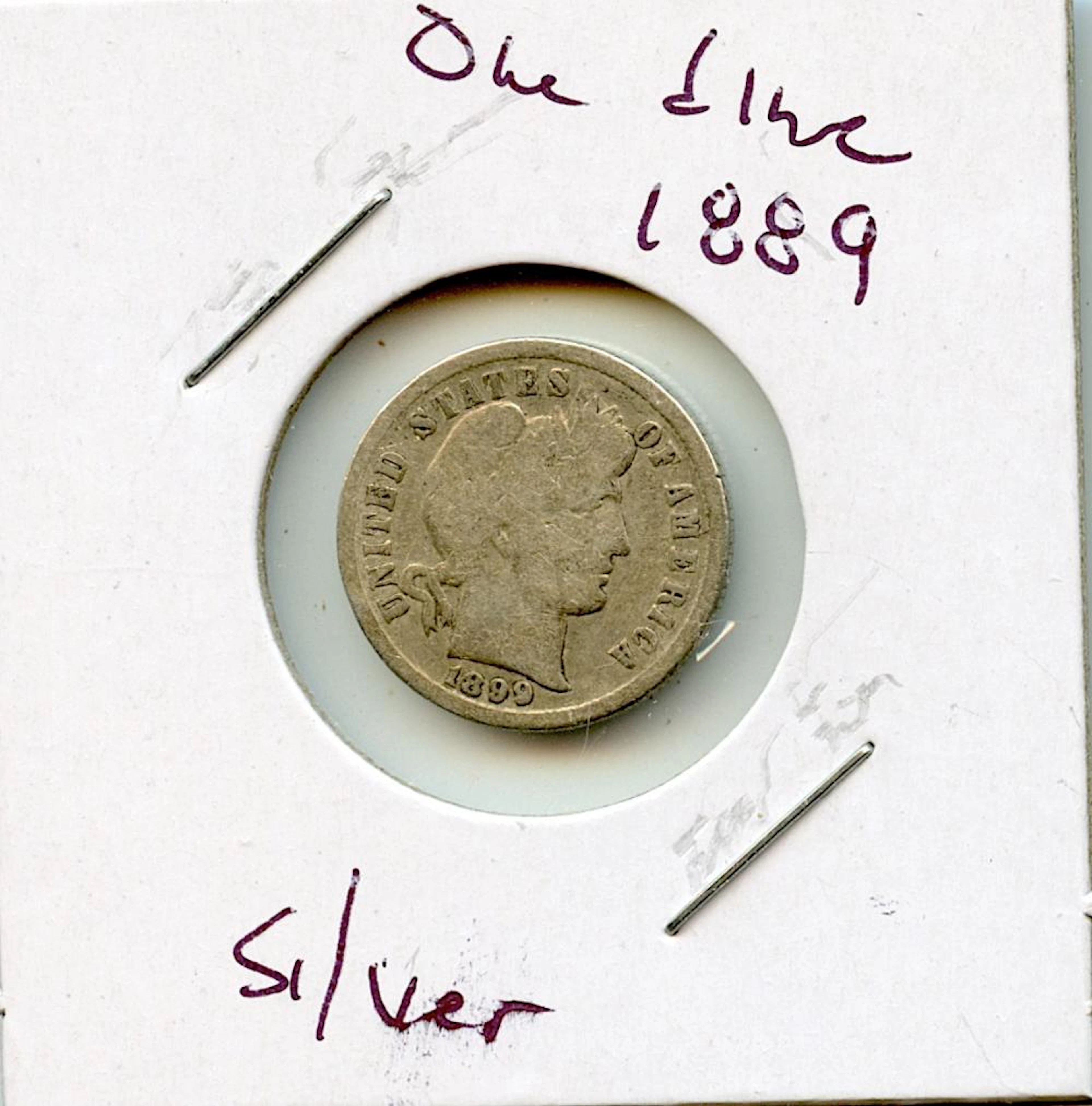 Circulated Coin Silver Barber Dime 1889