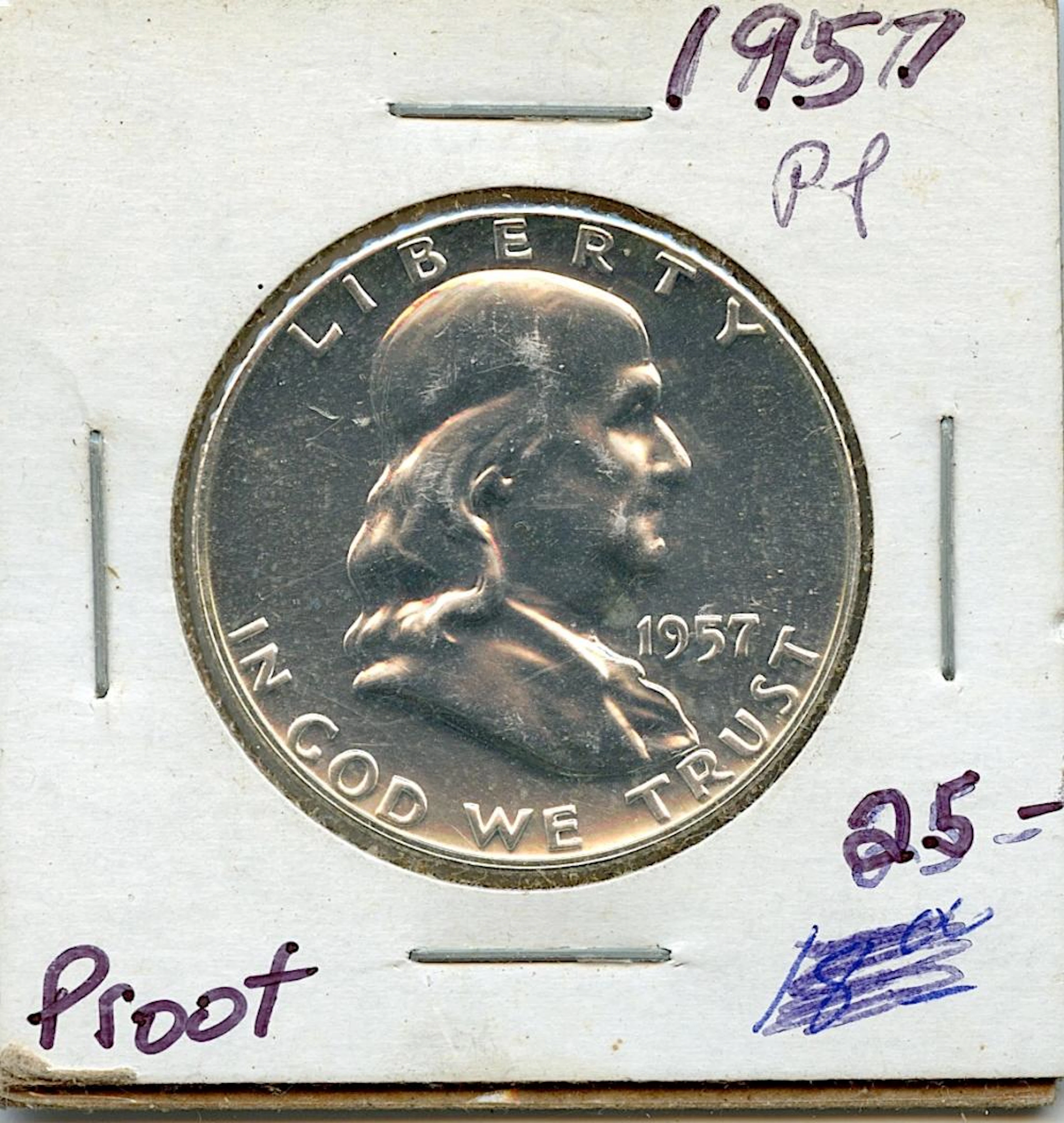 Circulated Coin Franklin Half Dollar 1957 Proof