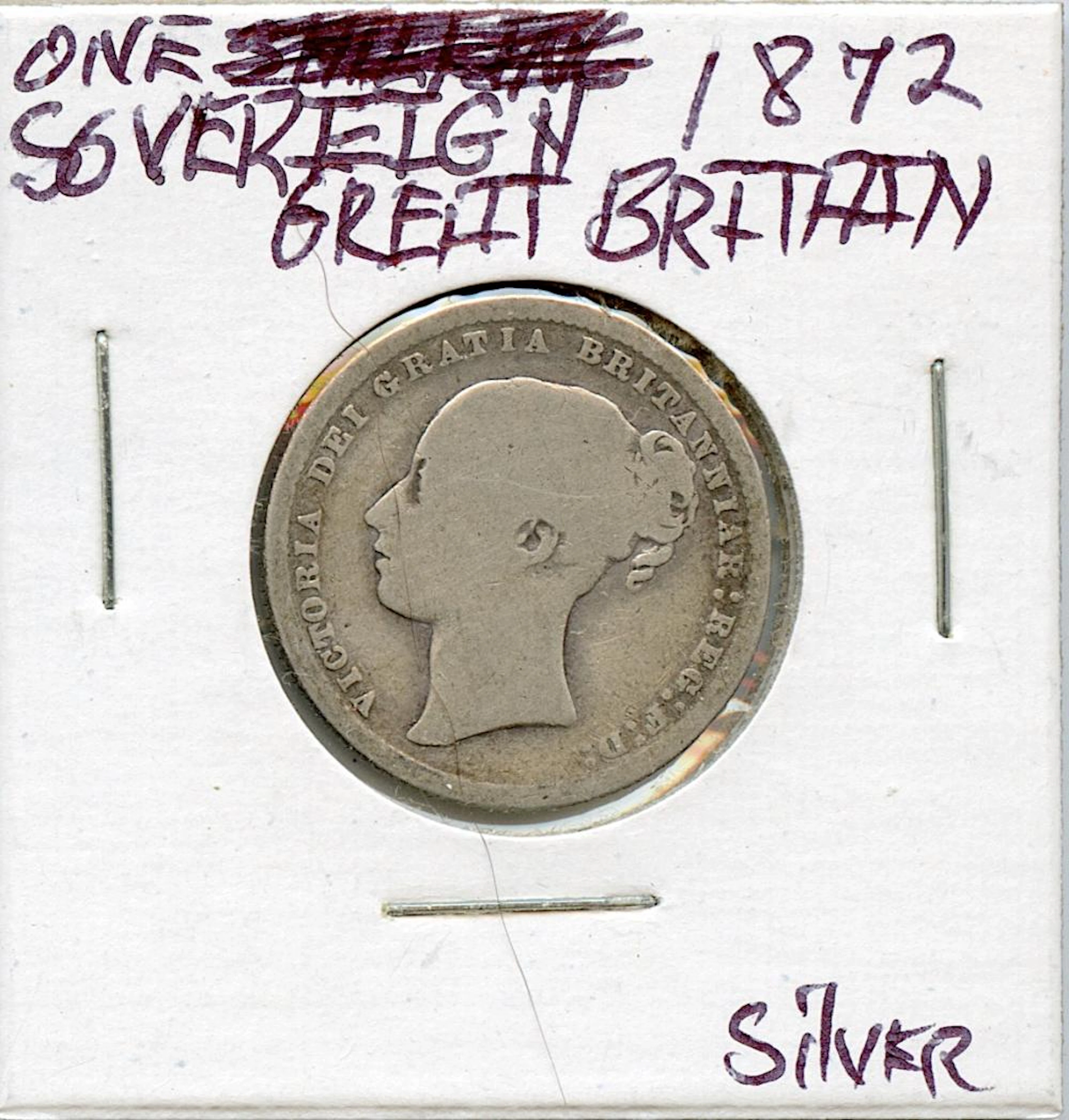 Circulated Coin Great Britain One Sovereign 1872 Silver