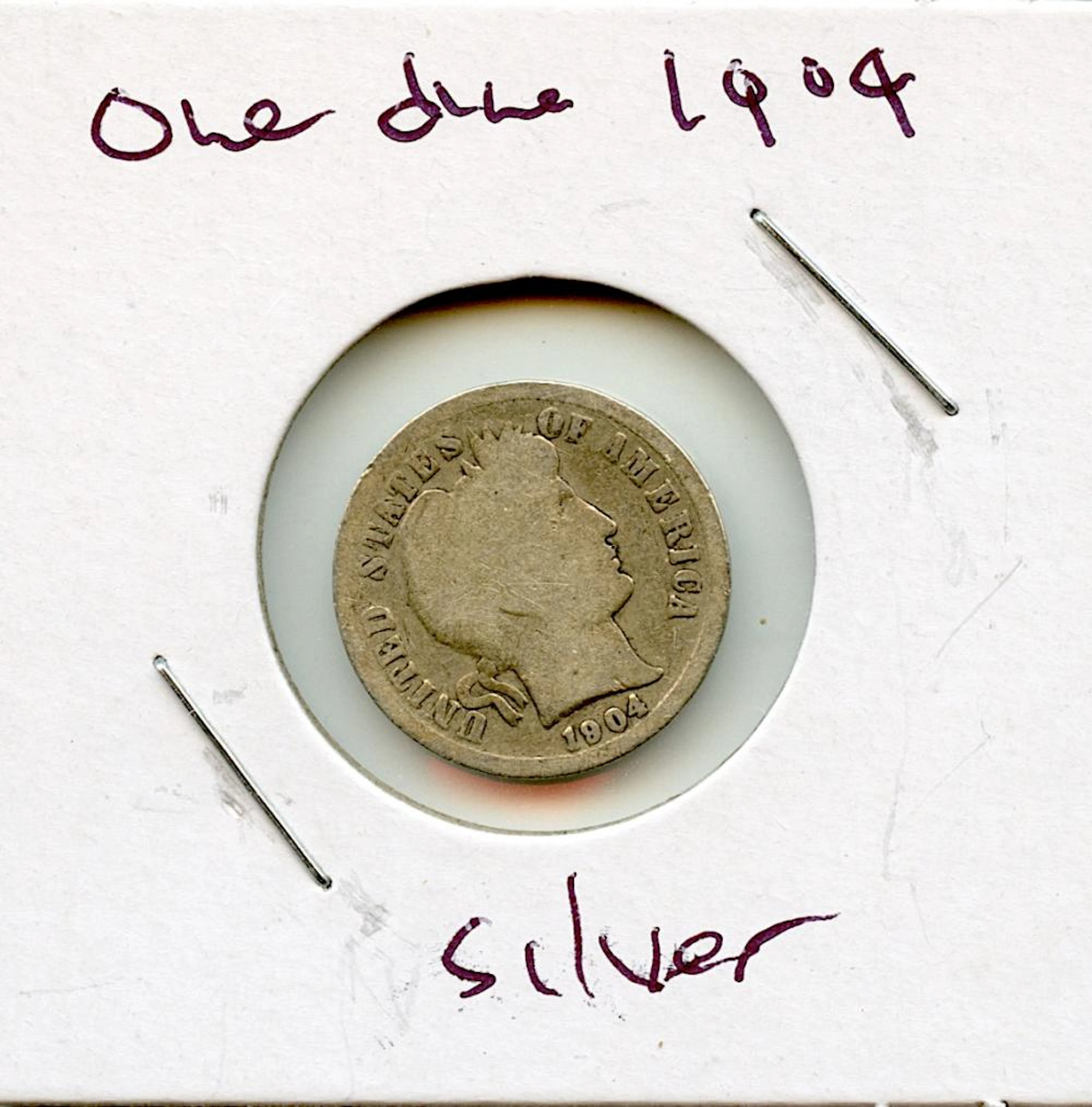 Circulated Coin Silver Barber Dime 1904