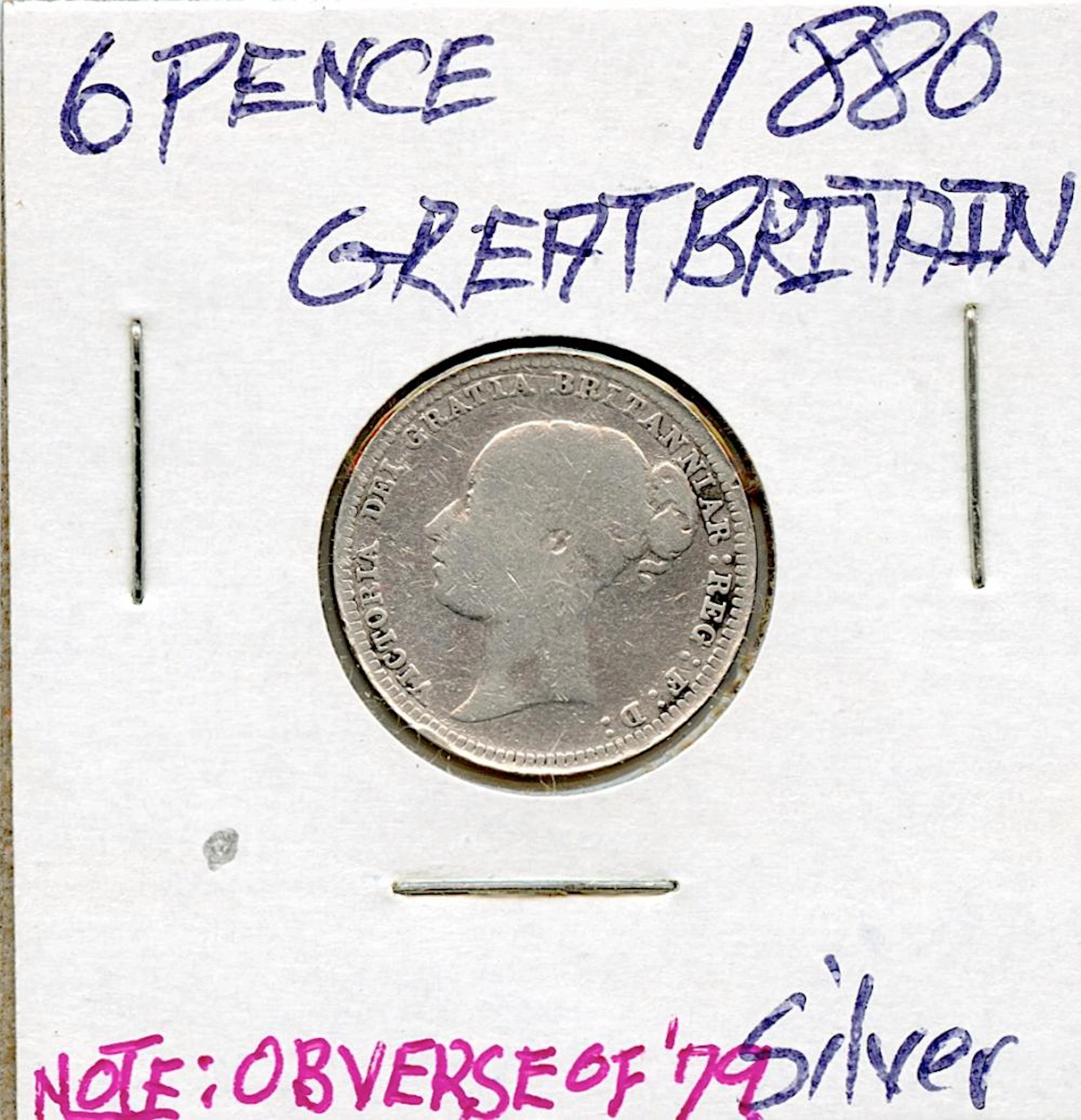 Circulated Coin Great Britain 6 Pence 1880 Silver