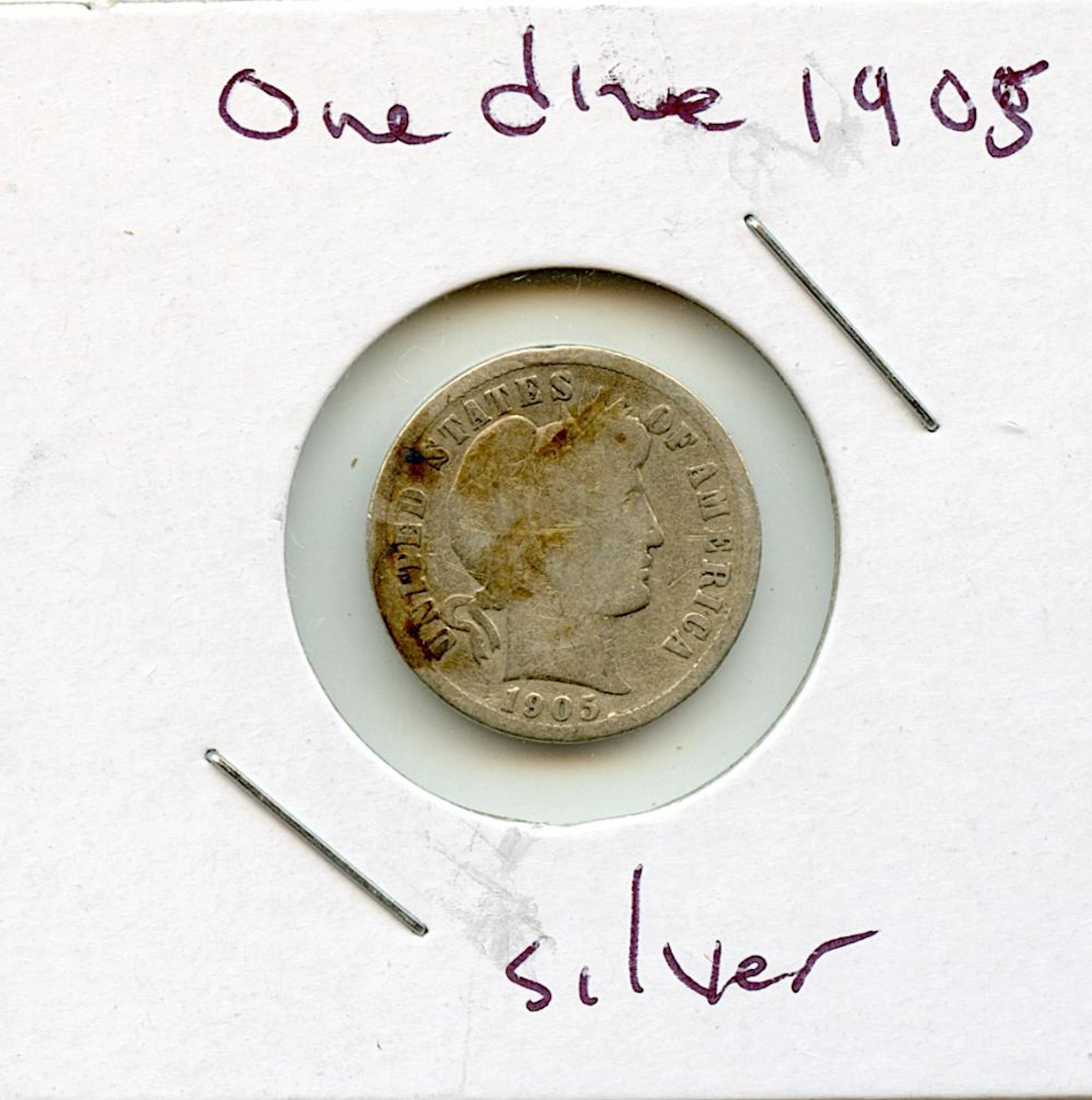 Circulated Coin Silver Barber Dime 1905