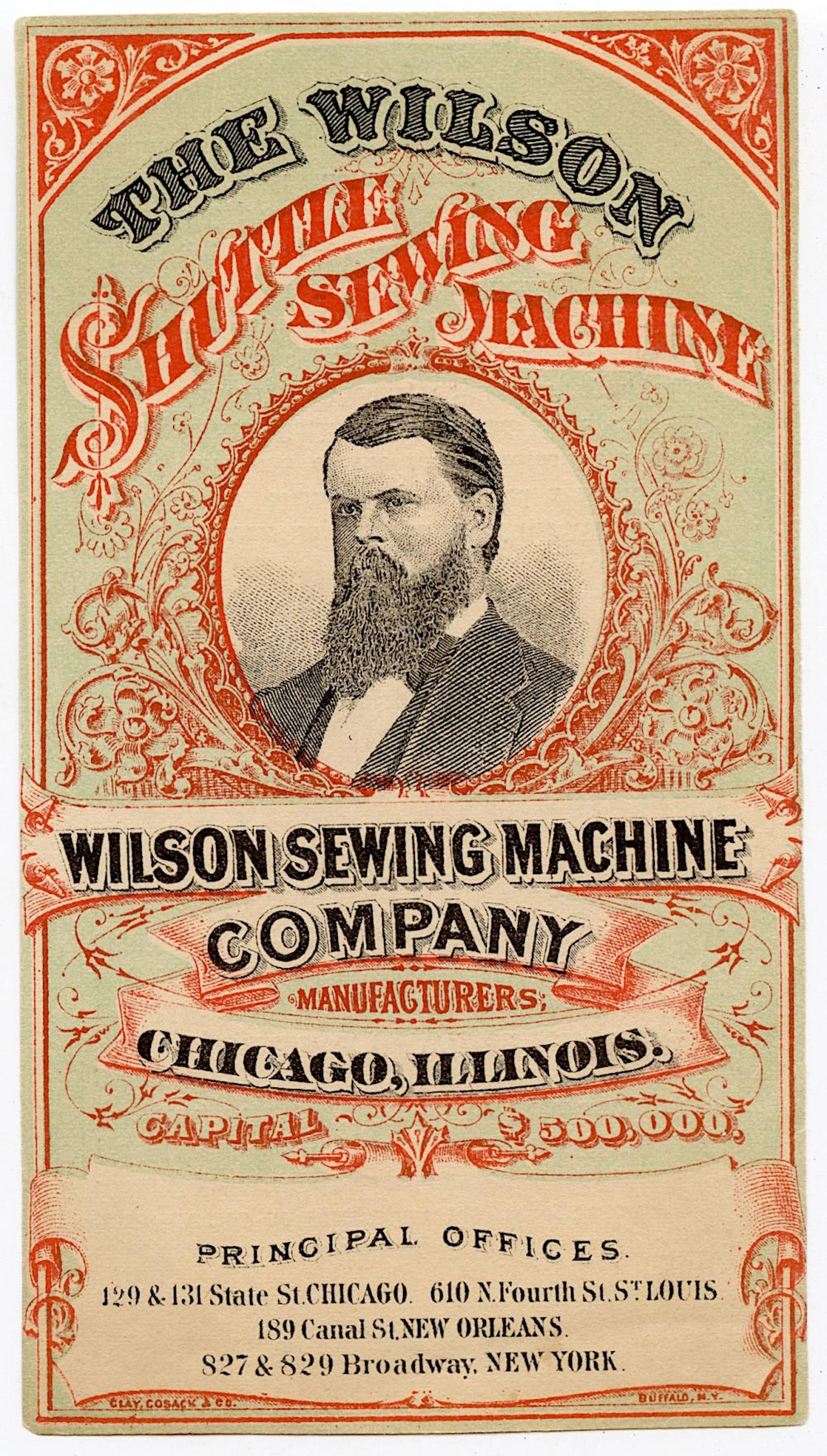 Antique Original Rare Tradecard Wilson Sewing Machine