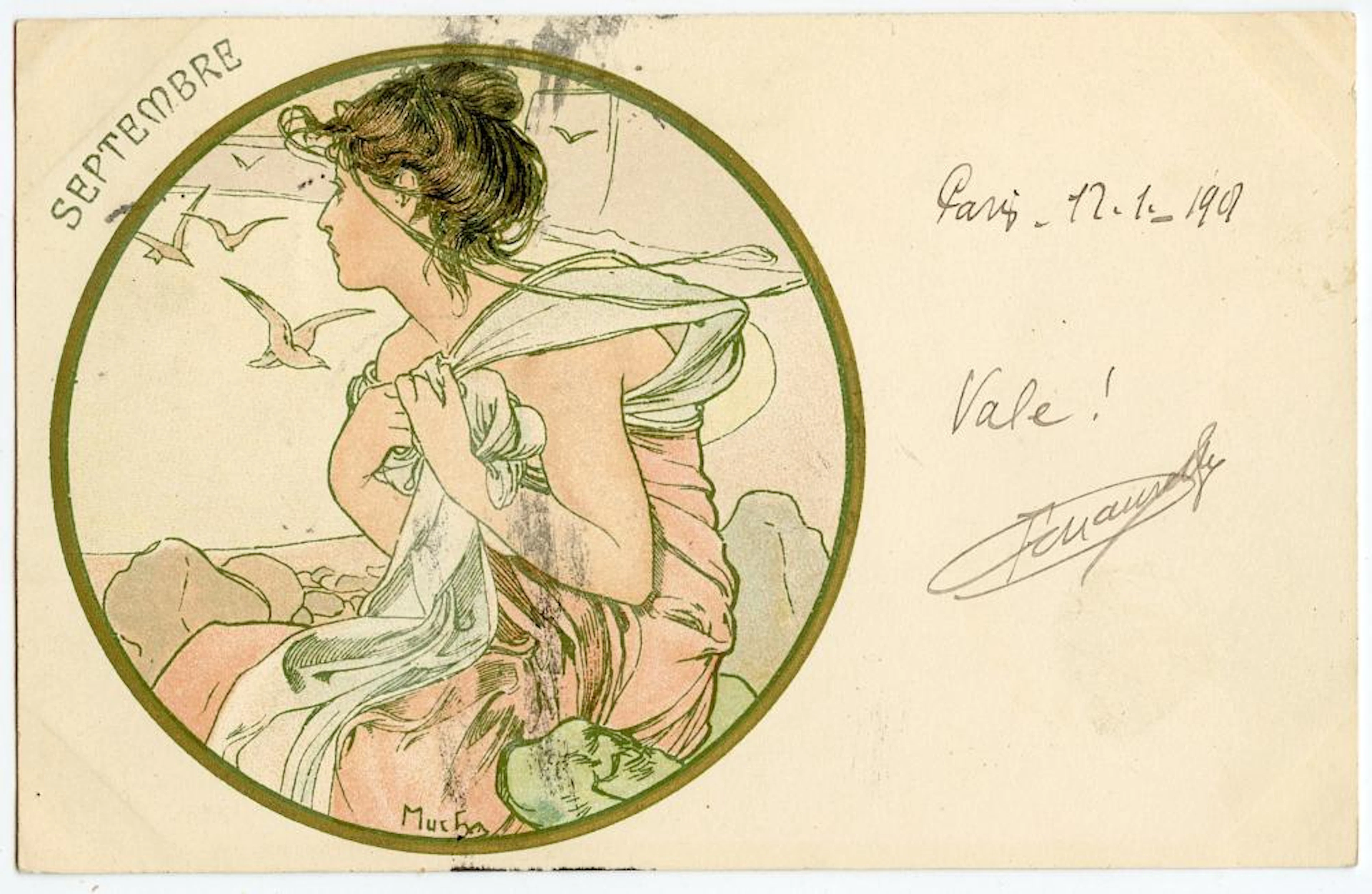 Antique Vintage Original Postcard Nouveau MUCHA