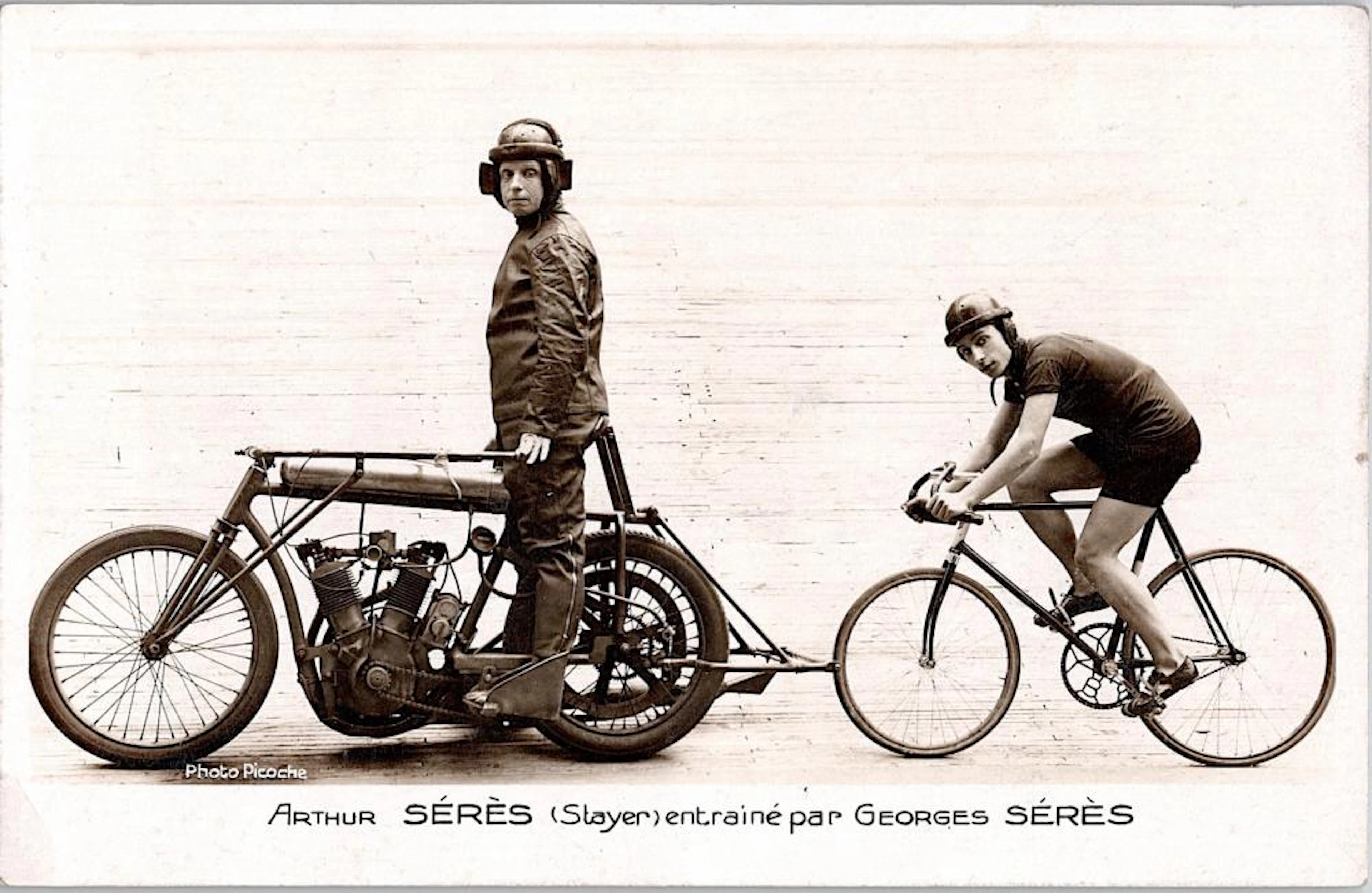 Antique Rare Photo Postcard Cyclist Racing Speed