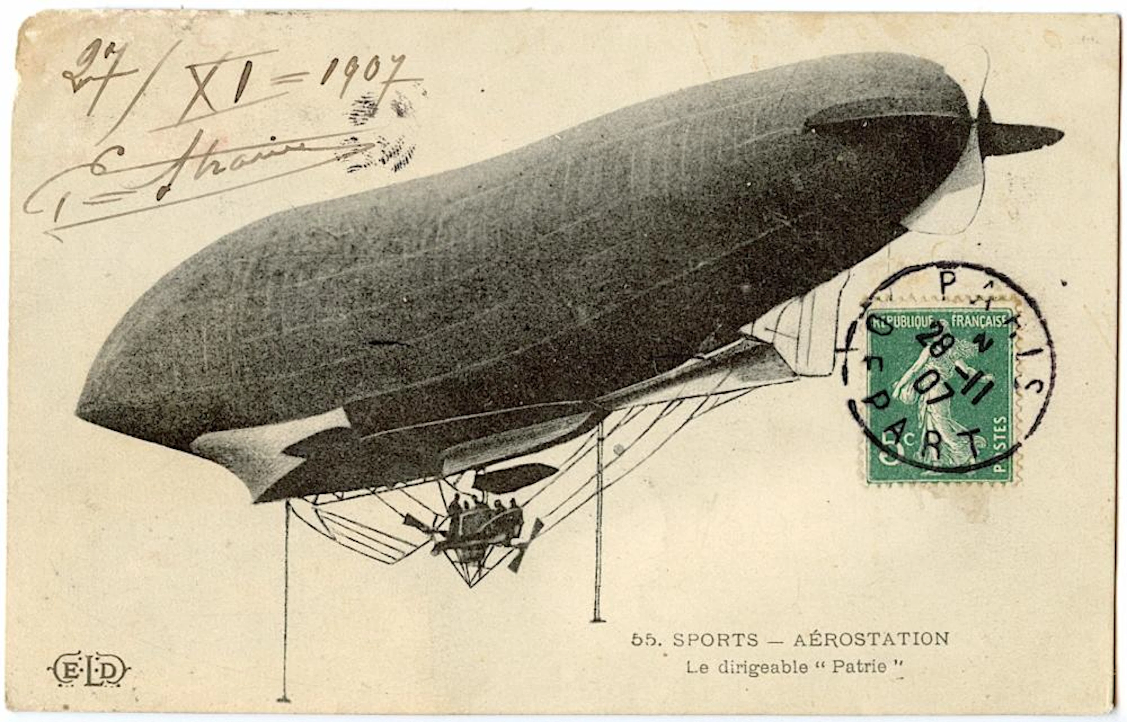 Rare Vintage Antique Postcard Dirigeable Zeppeli