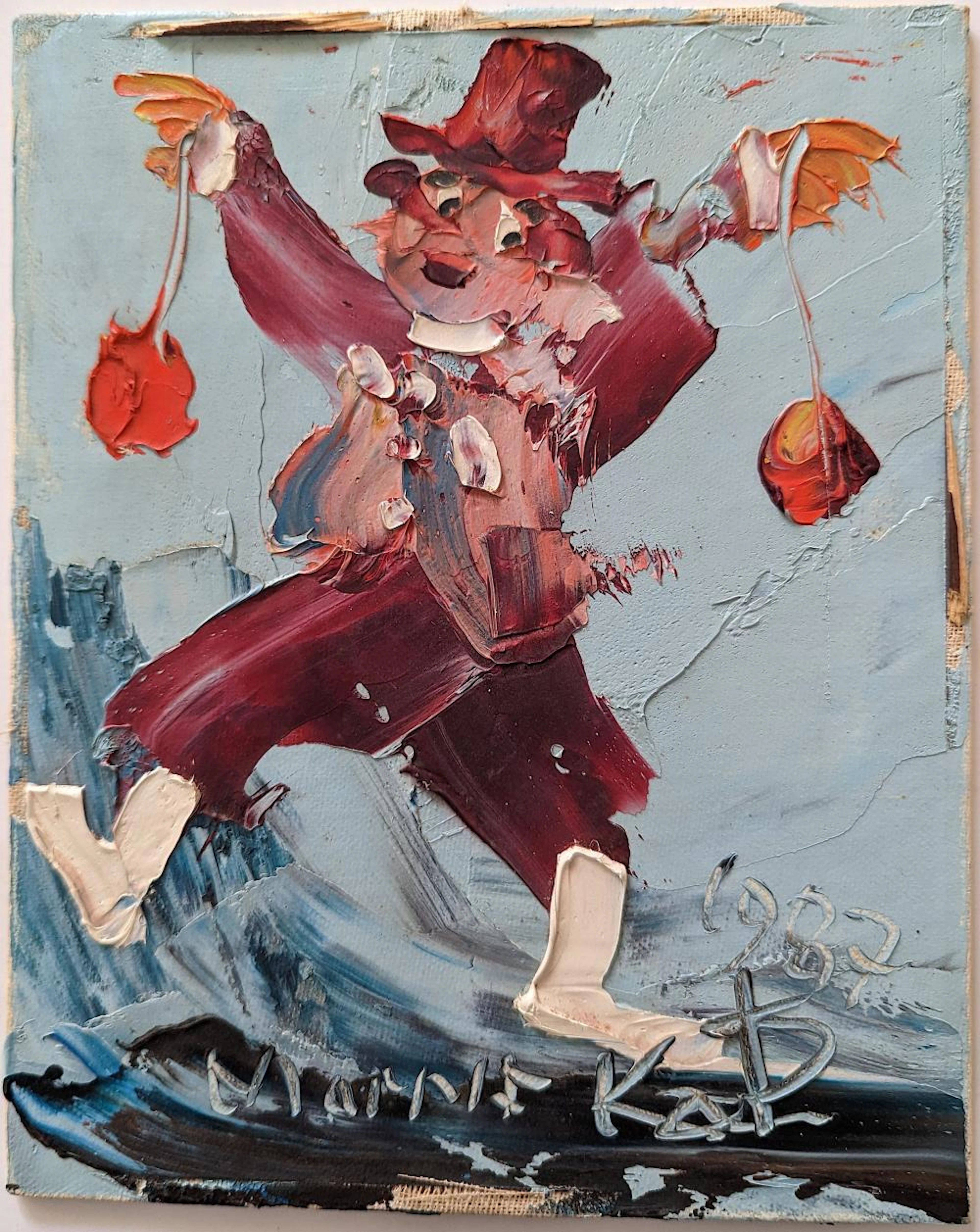 MORRIS KATZ Original Oil on artistic Board Clown Listed