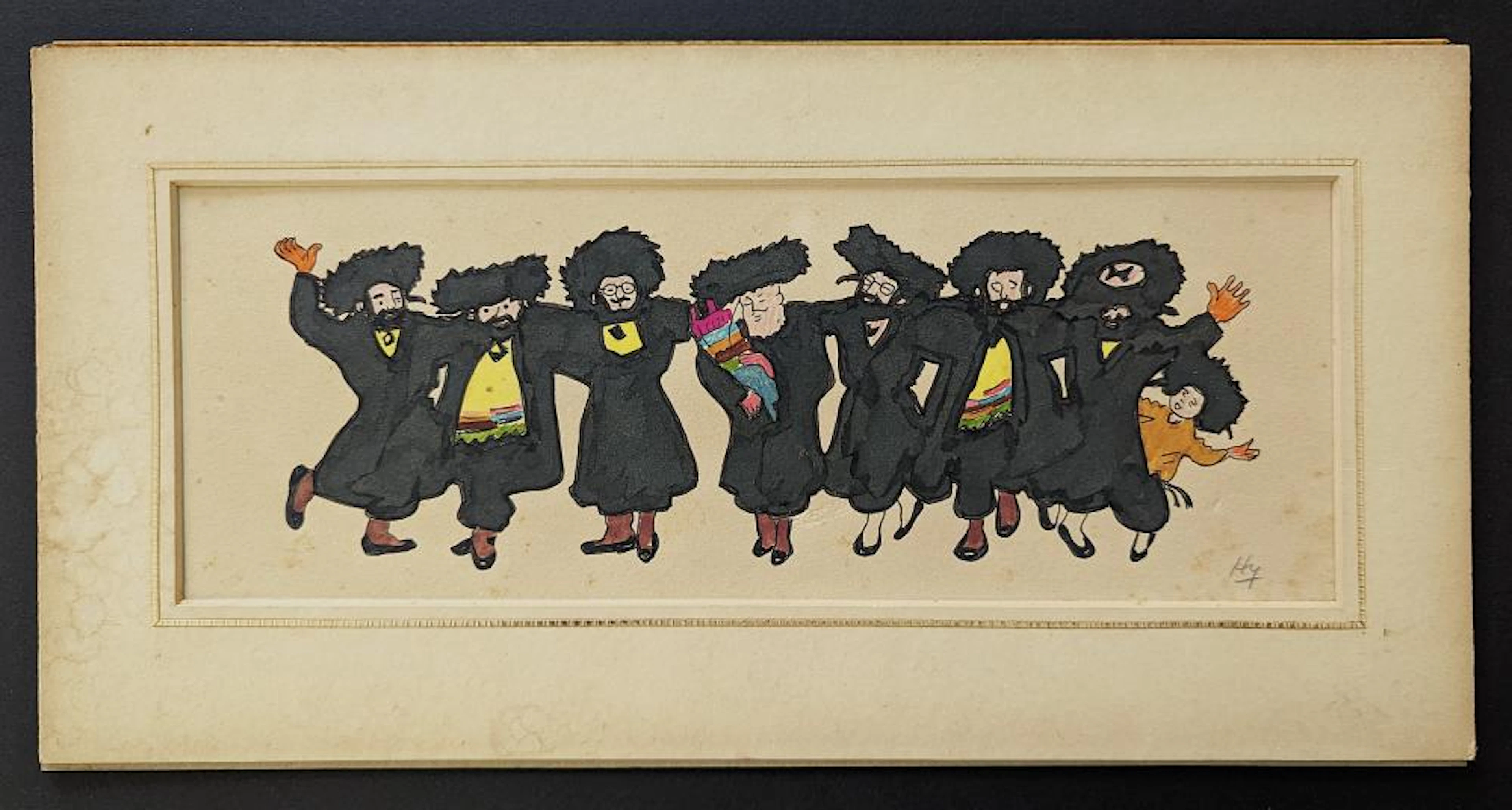 Judaica Dancing Hasidic by HEMED From Israel, Signed