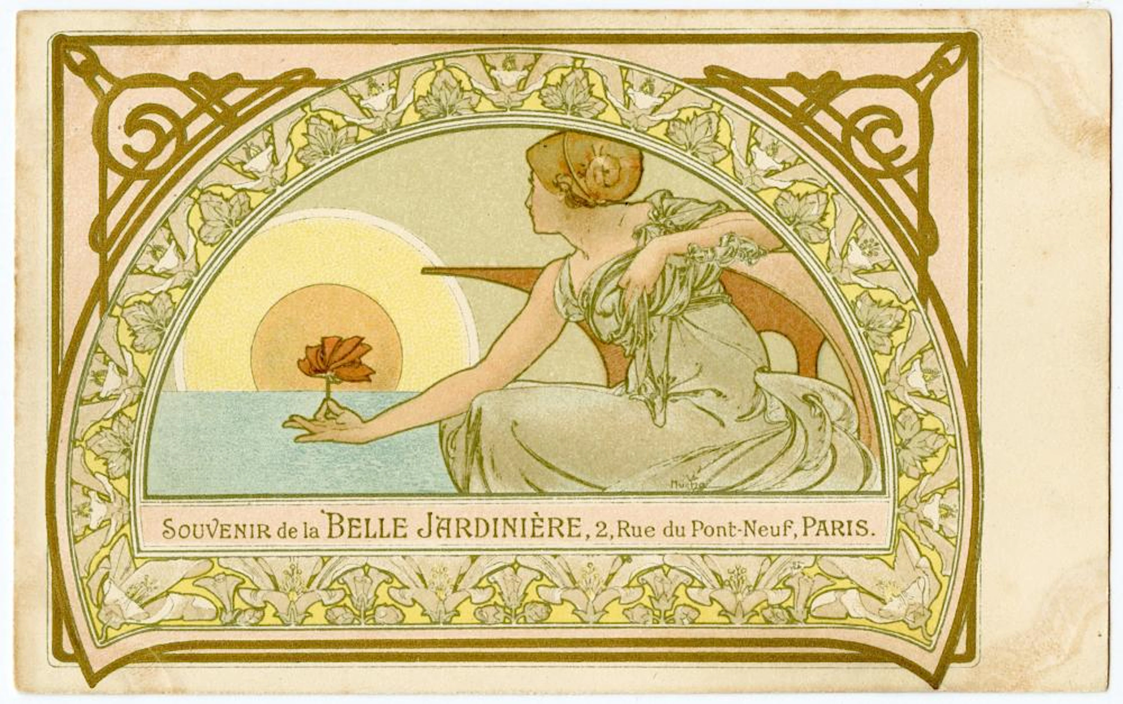 Antique Postcard Alphonse Mucha Art Nouveau