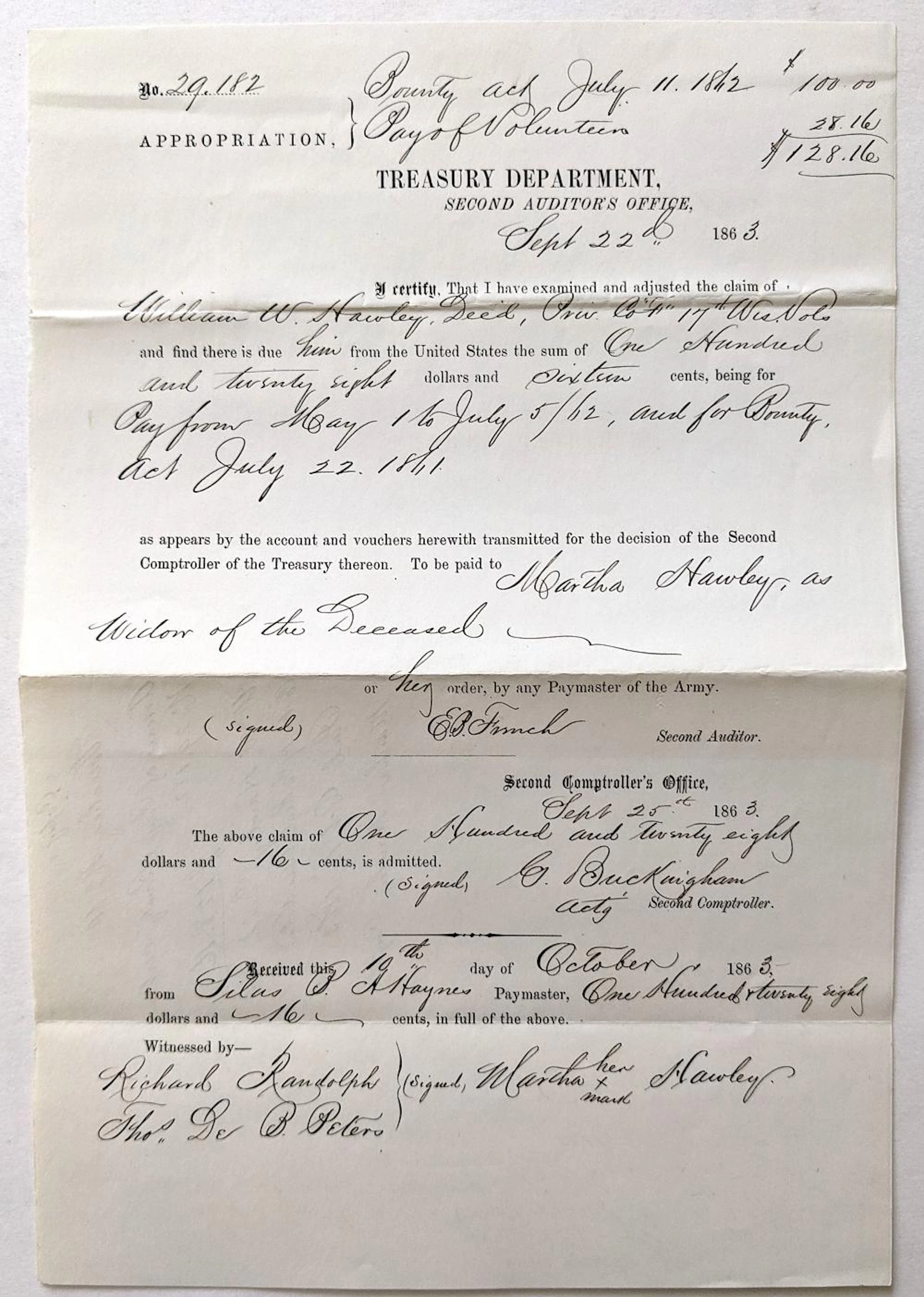 Appropiation Treasury Department, 1863