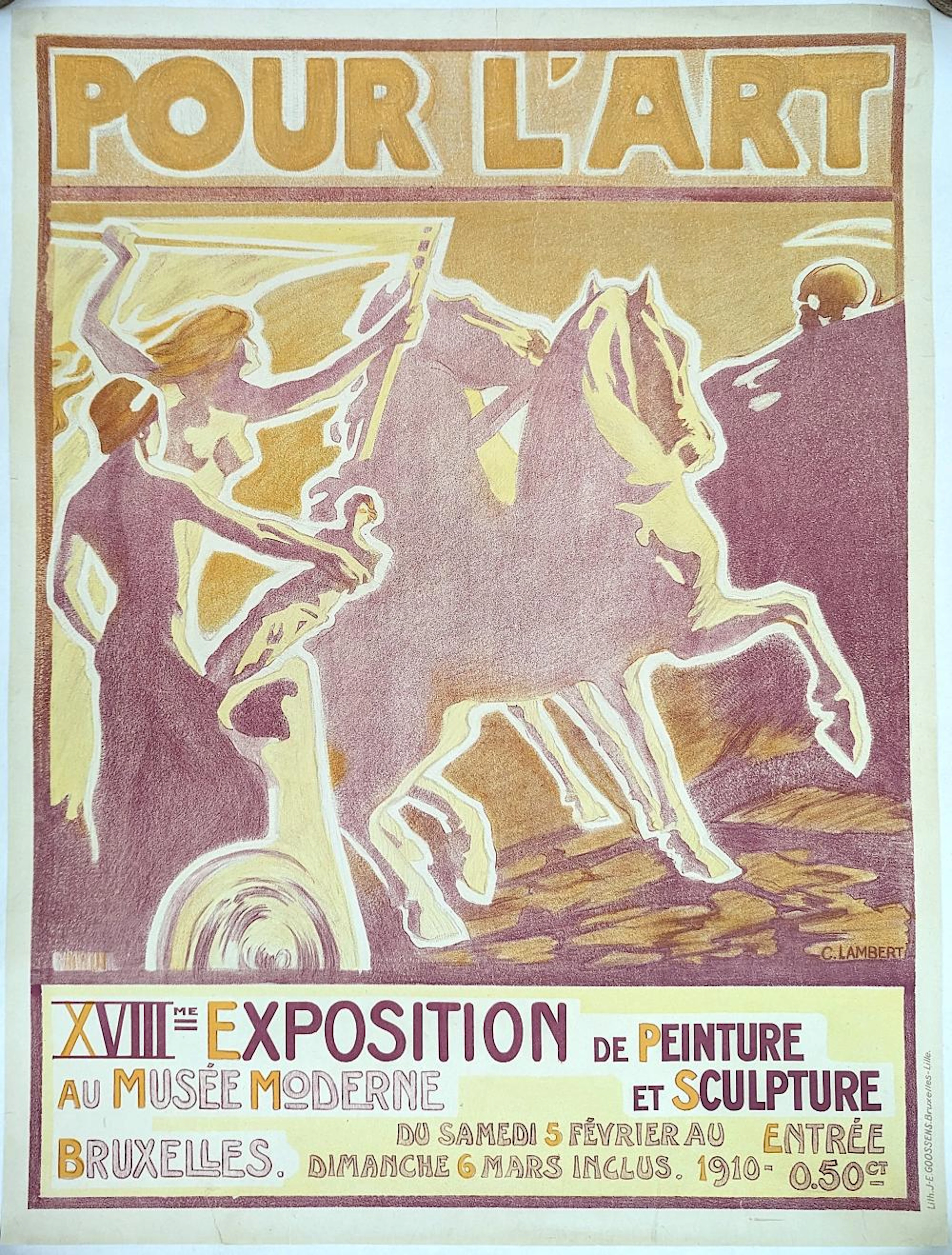 Very Rare Poster POUR L'ART XVIII Exposition Mesée Brux.