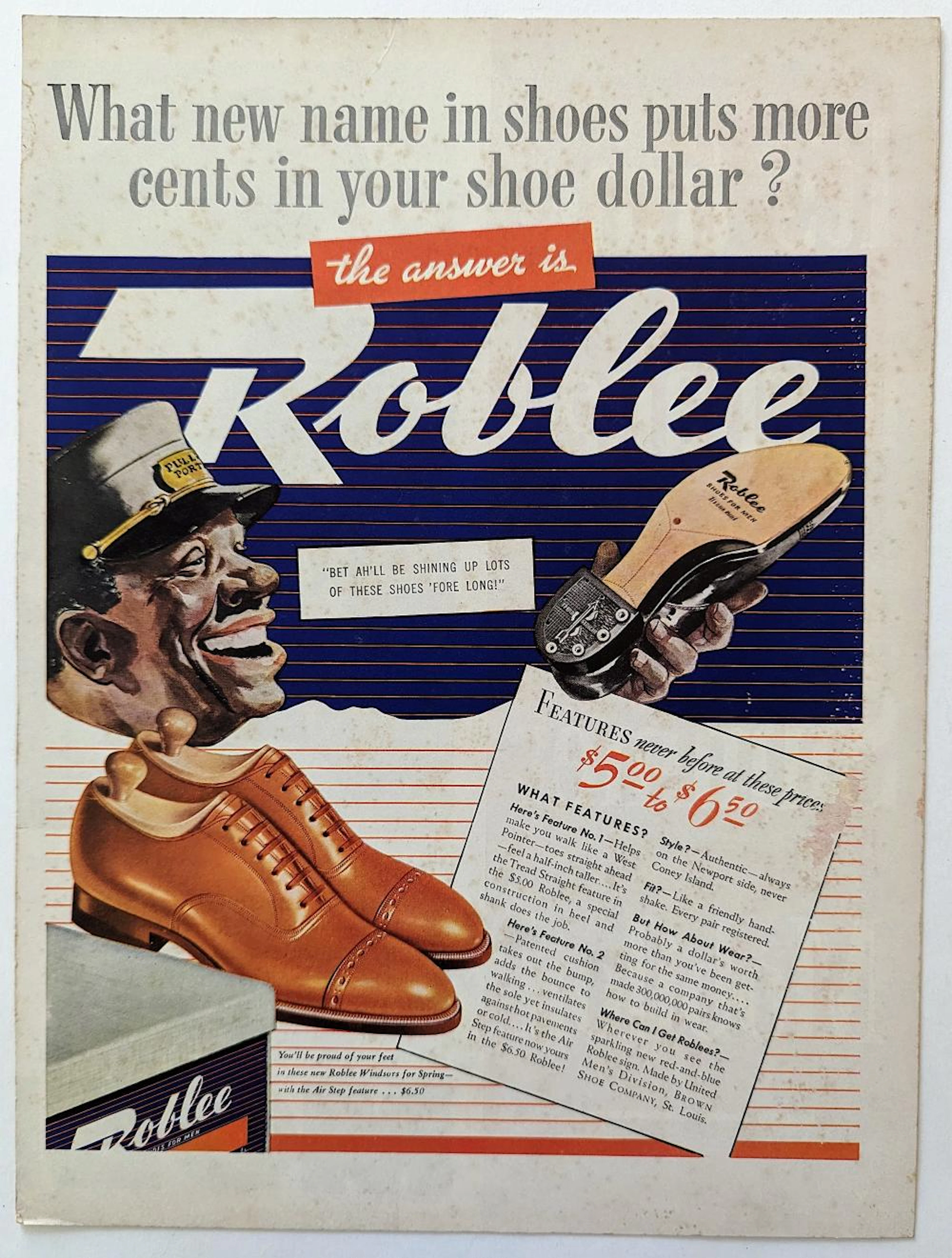 Vintage Advertising Engraving ROBLEE Shoes