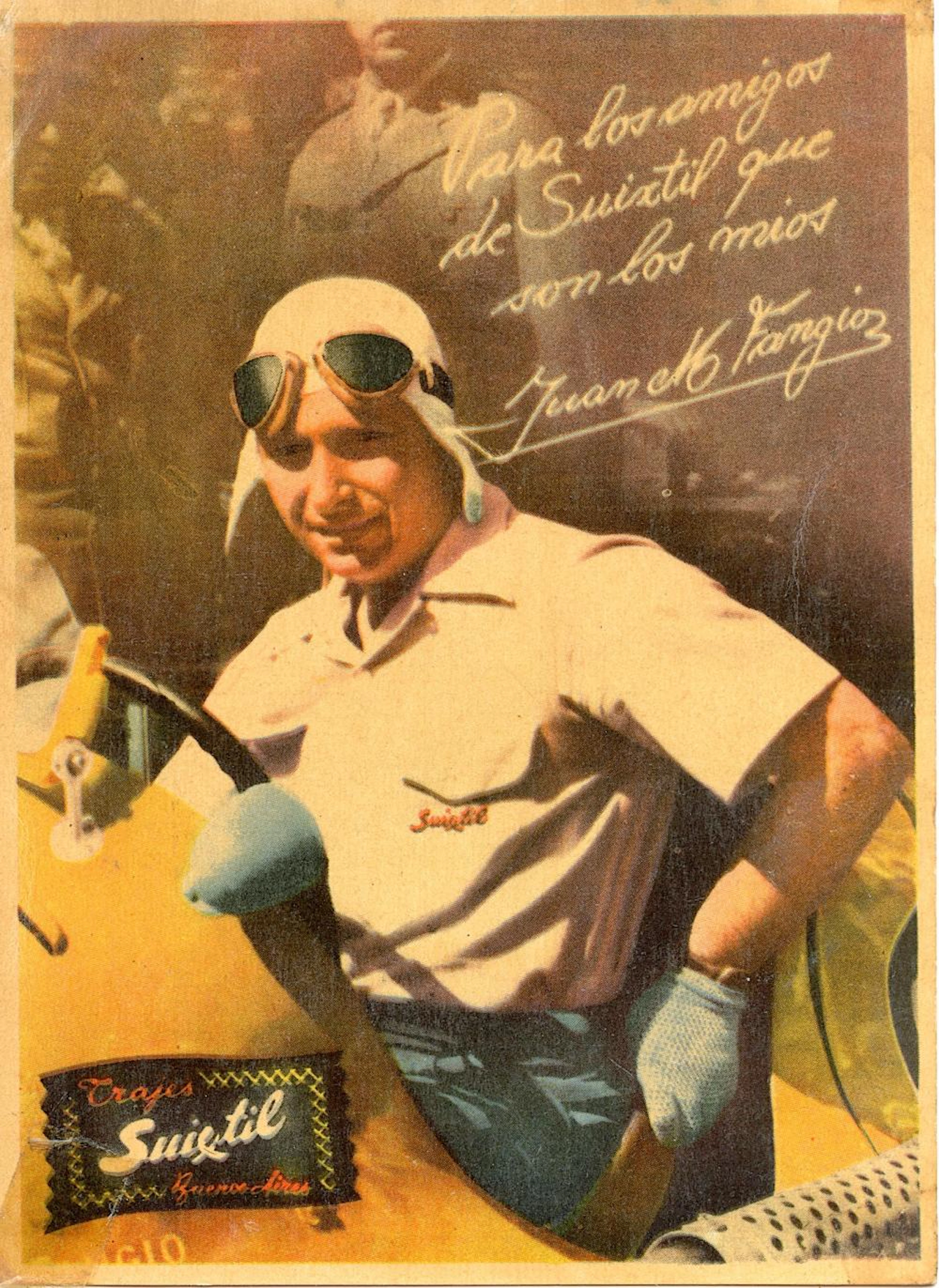 Antique Vintage Postcard Car Racing Fangio