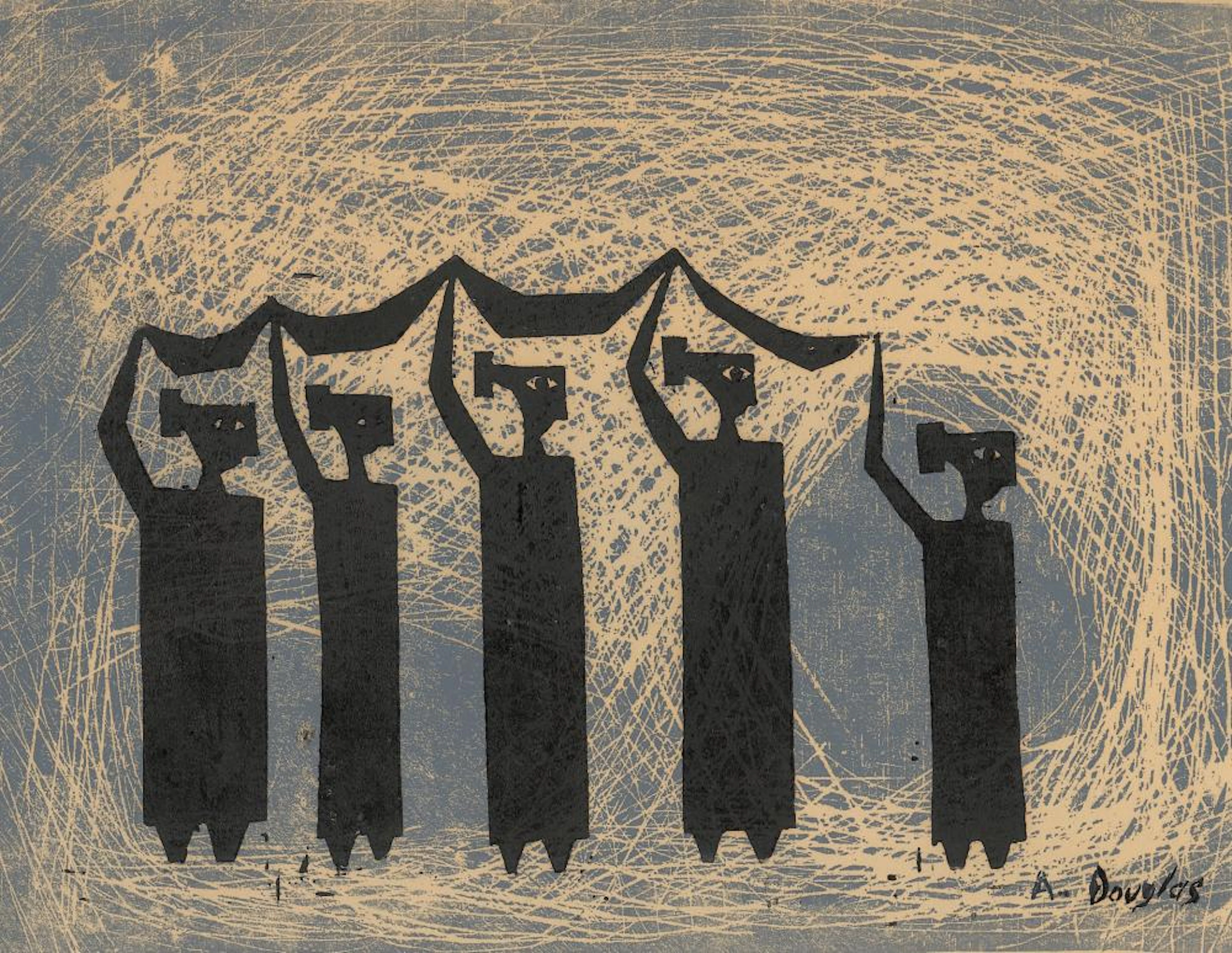 AARON DOUGLAS Antique Gouash, 1920s