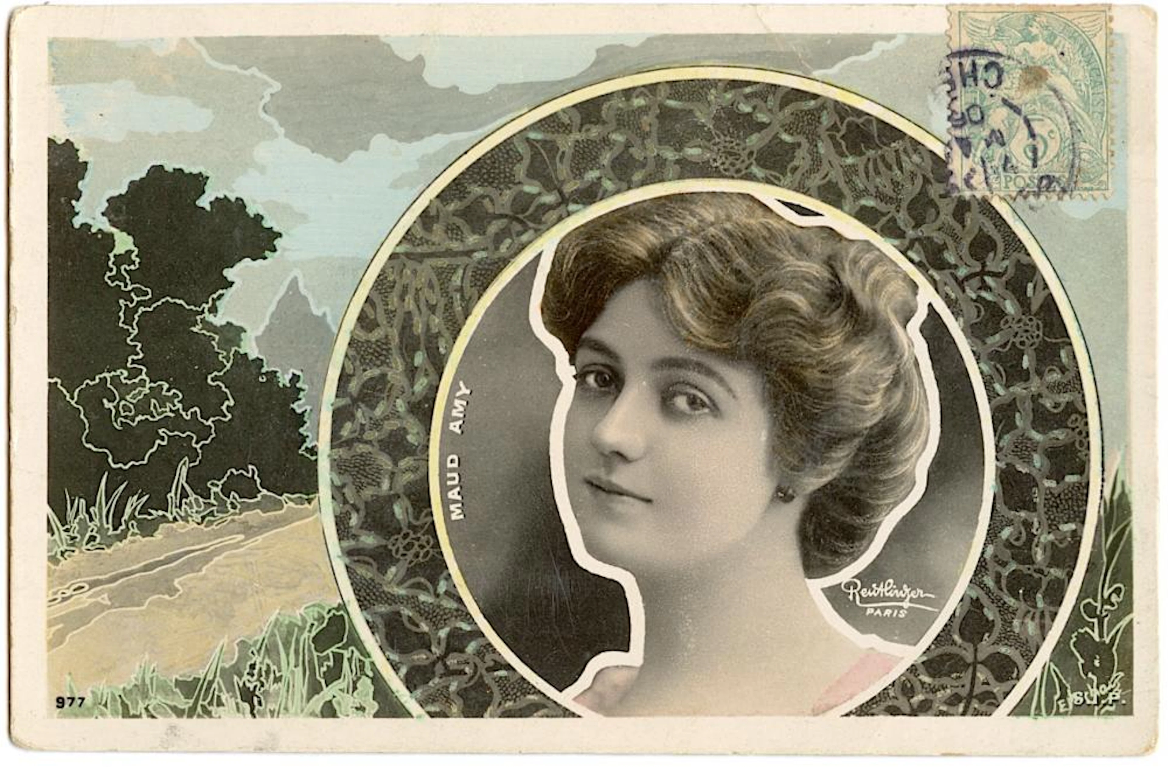 Antique Postcard Art Nouveau Deco Portrait