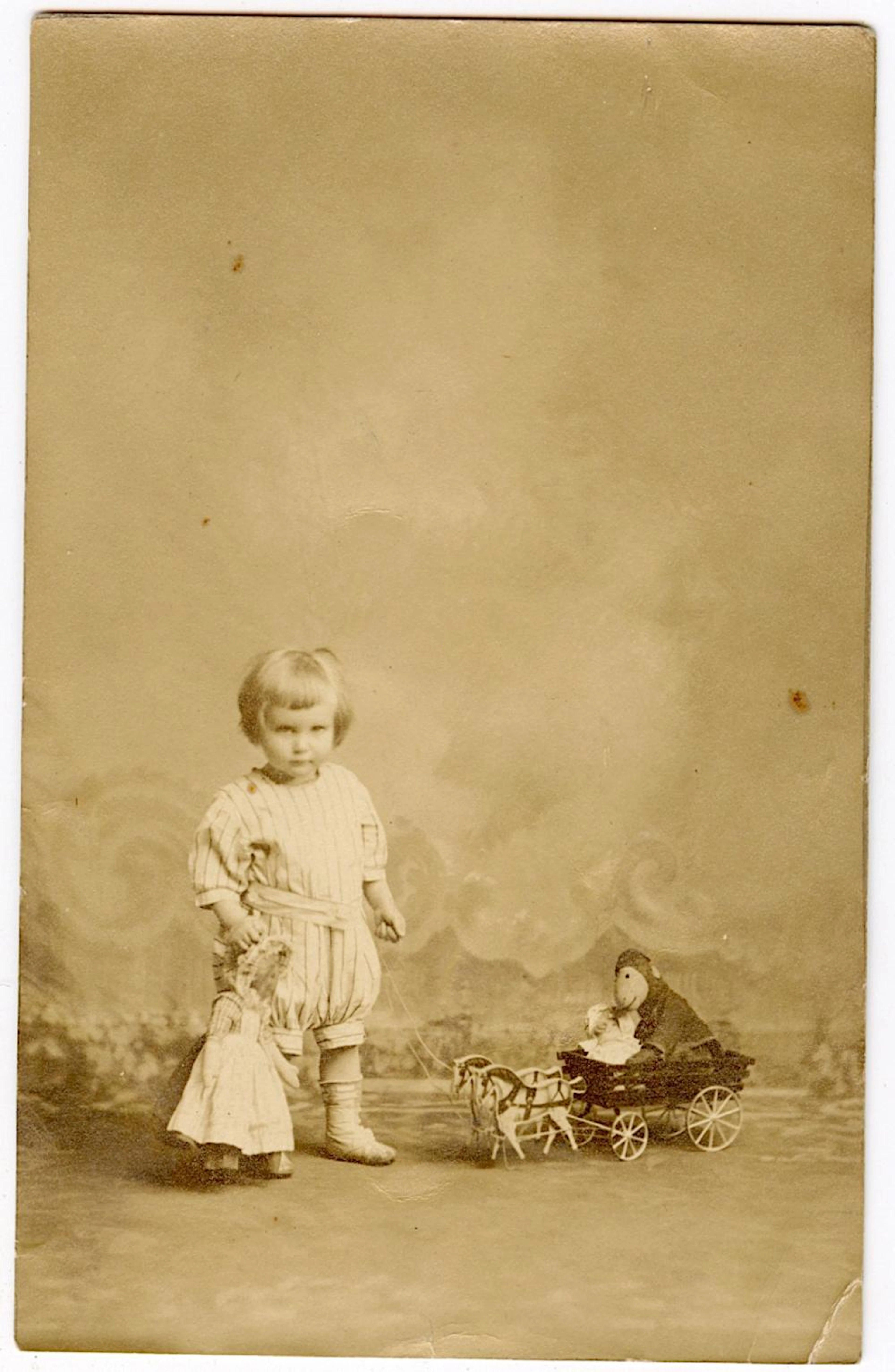 Antique Real Photo PC Little Girl Toys