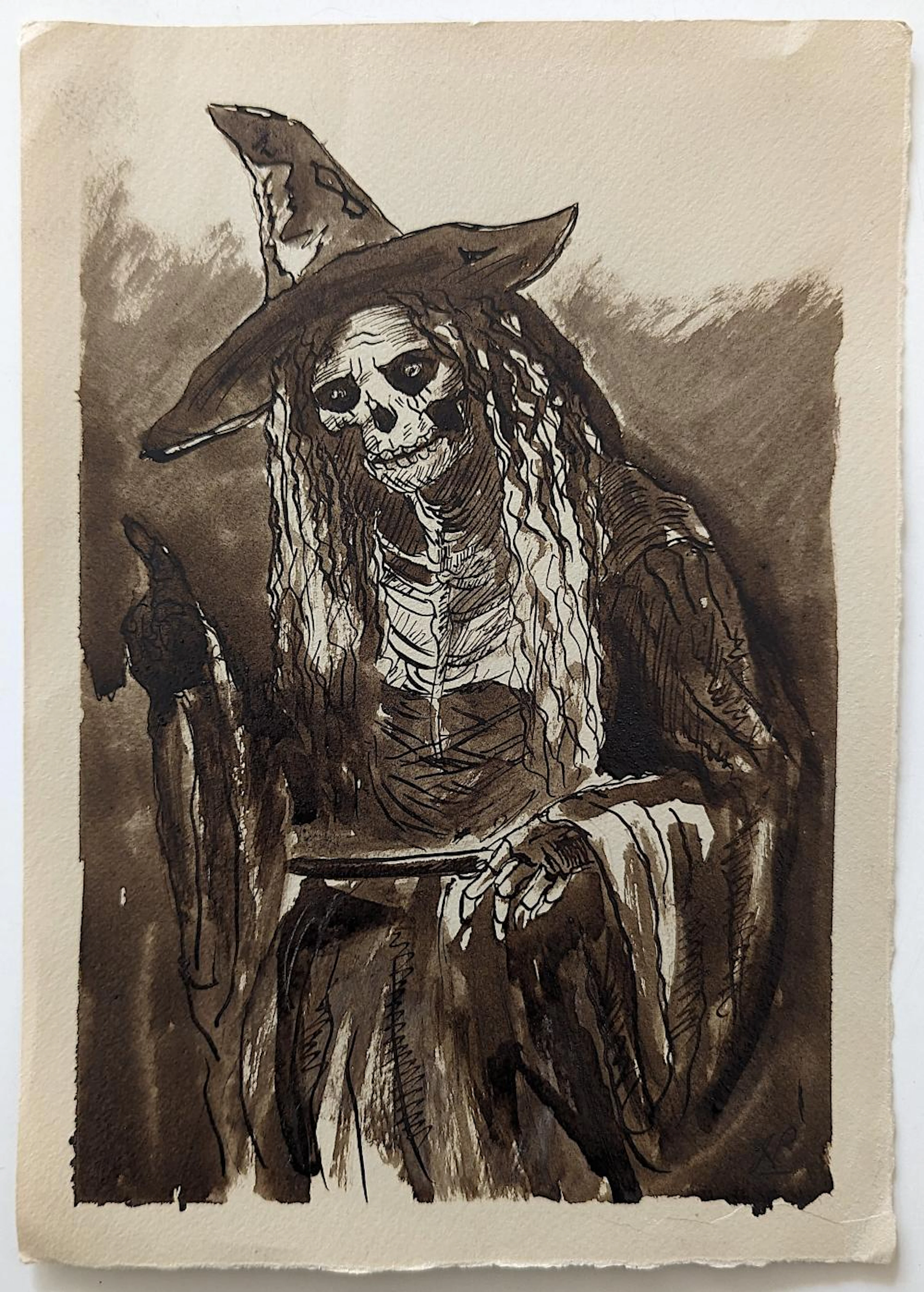 Original Drawing Painting Halloween Terror Witches