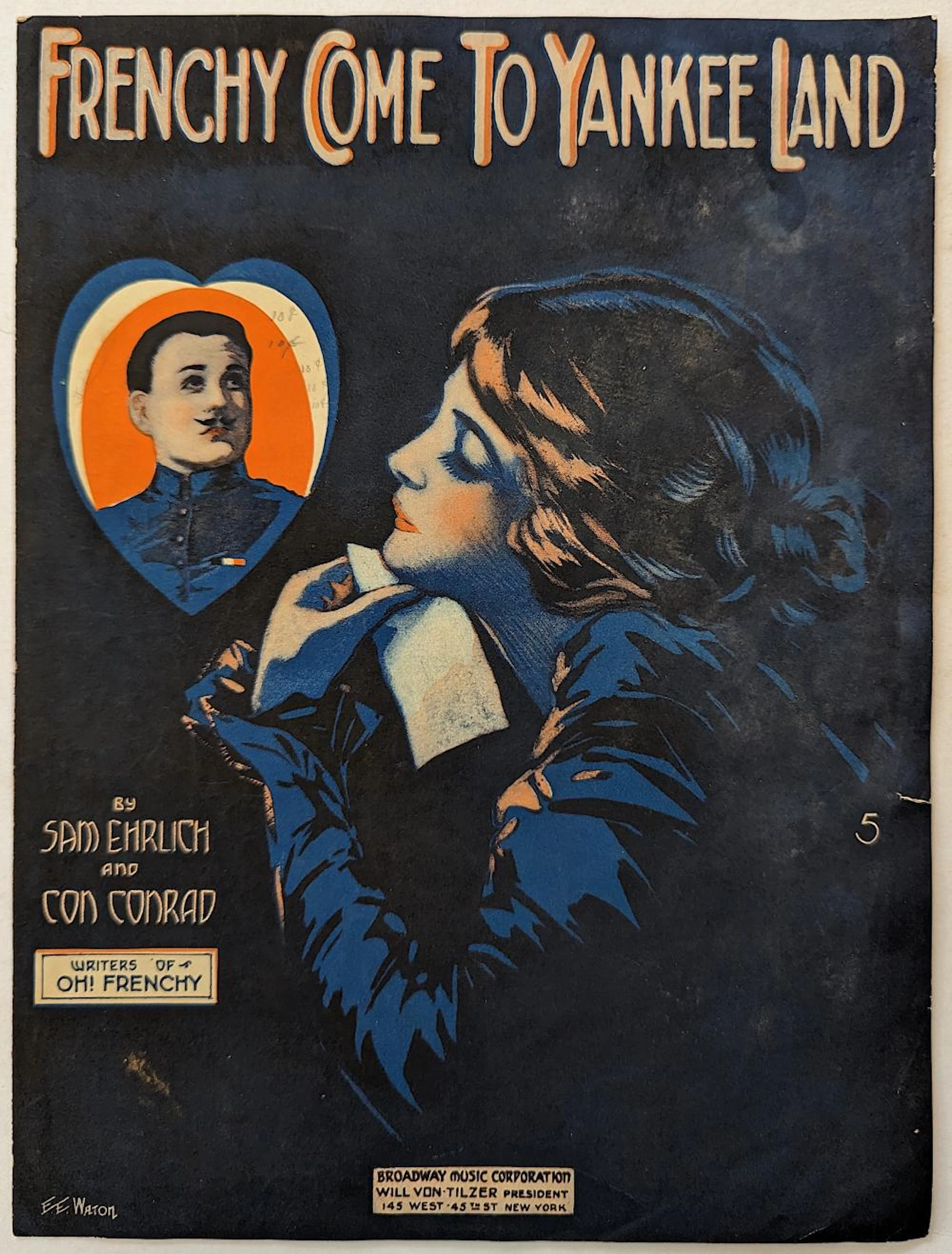 Vintage Art Deco Music Sheets FRENCH COME TO YANKEE LAND