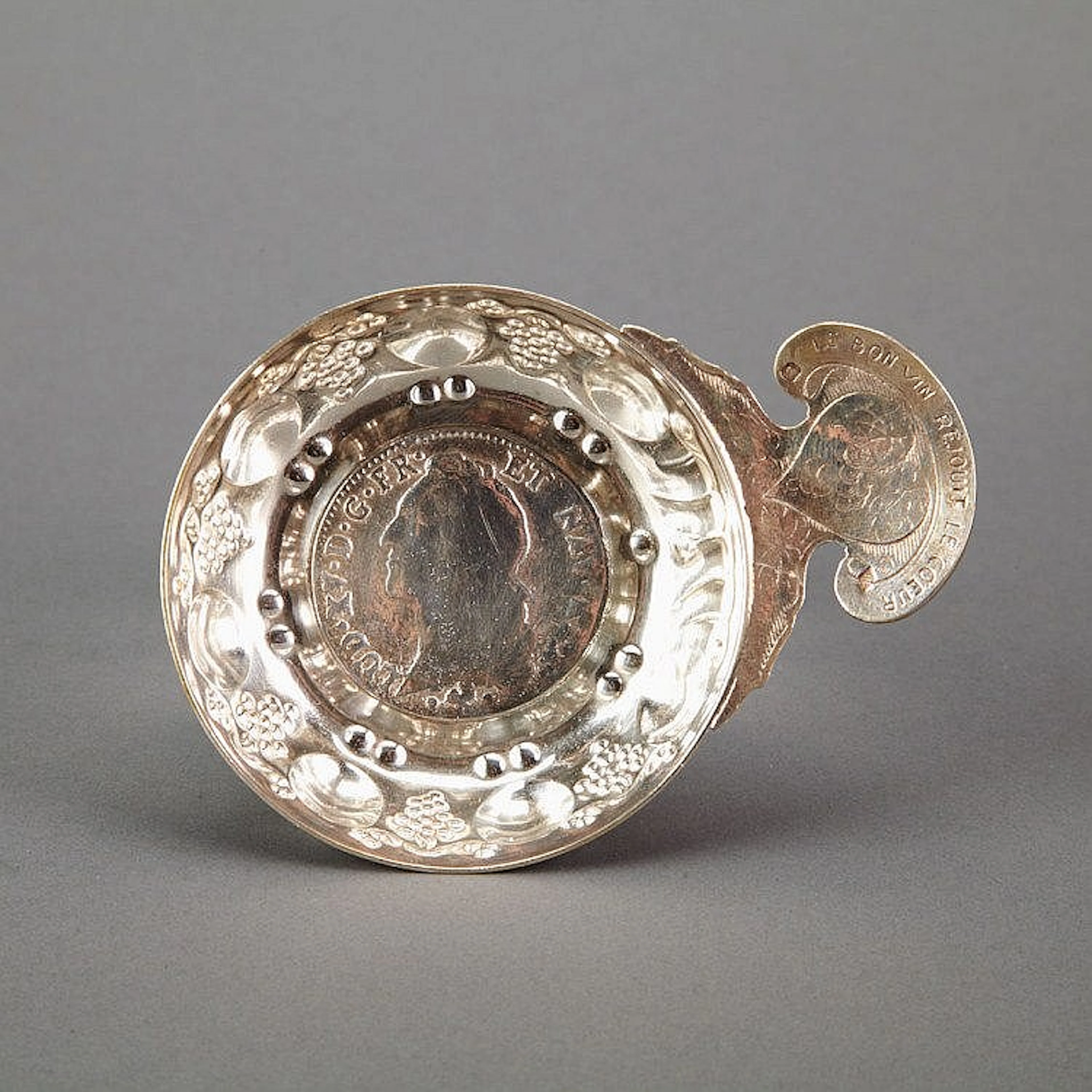 French Silver Wine Taster, 19th century inset with