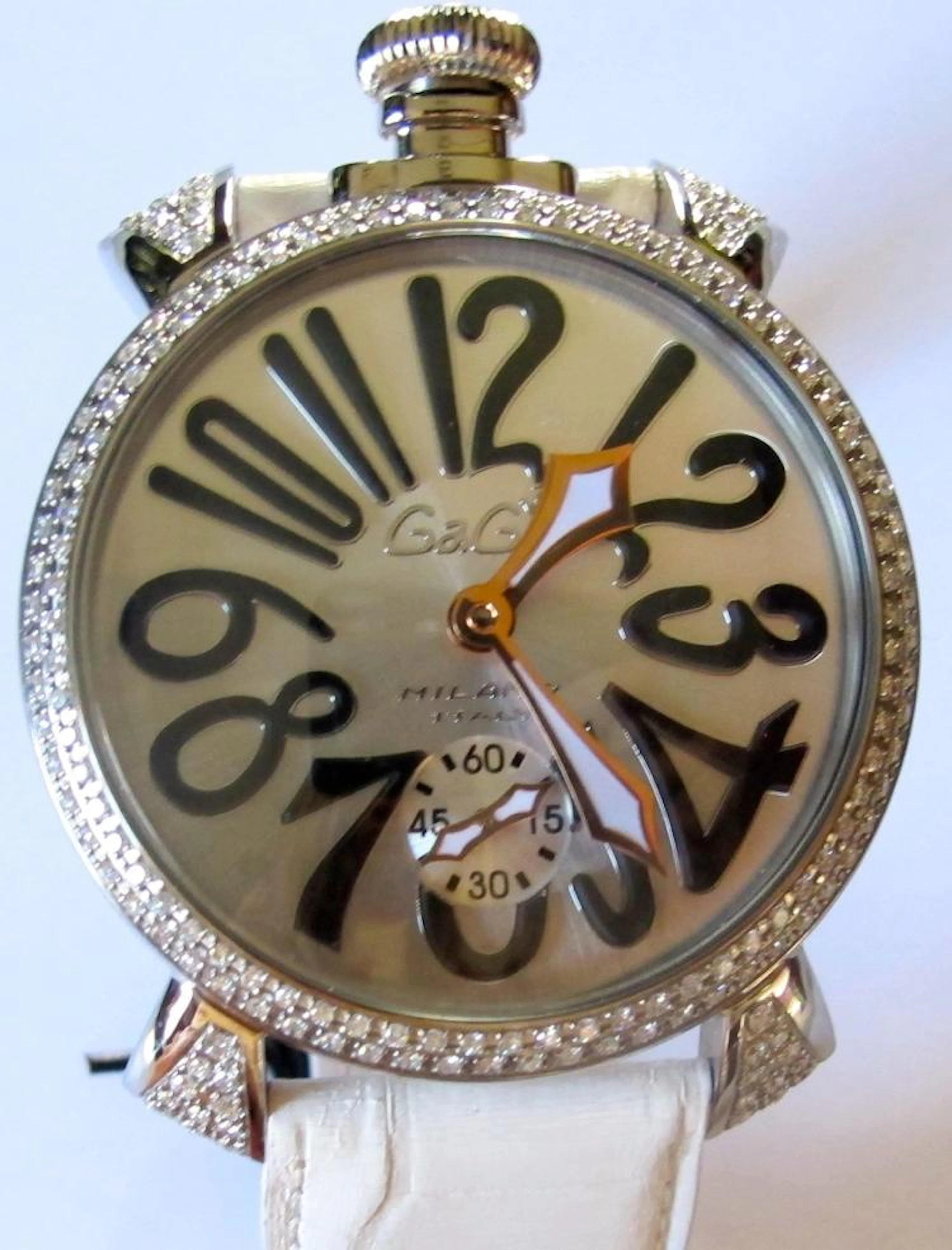 Authentic Gaga Milano Manuale 40mm 2.5ct Diamond Quartz Watch Womens #9258 New!
