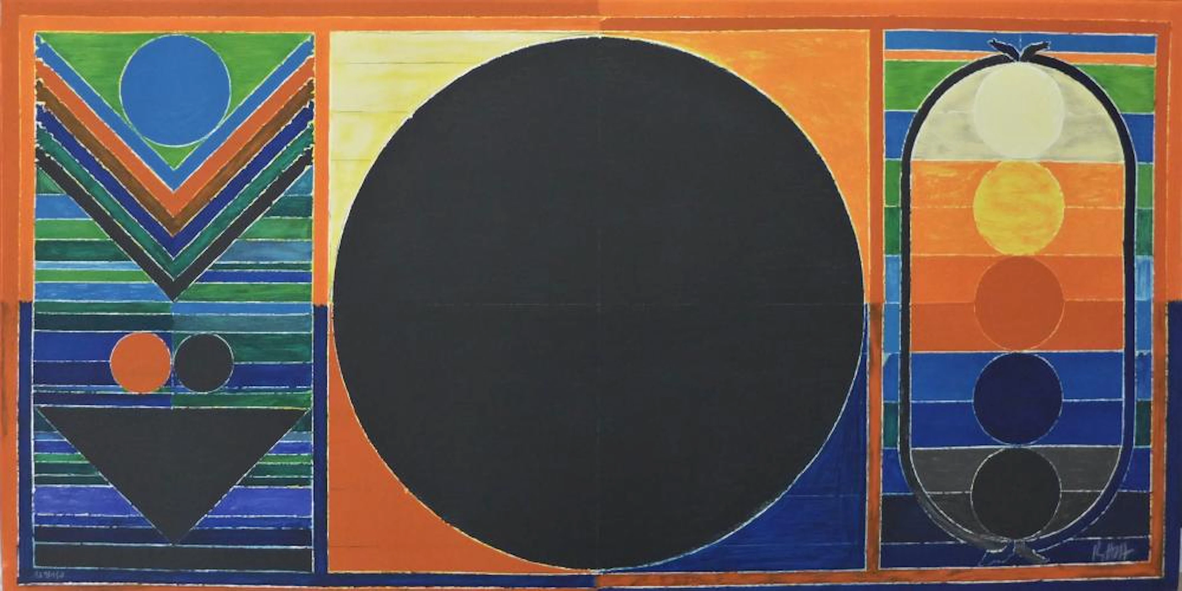 Sayed Raza - Arbre, bindu et cinq éléments, 2008, lithograph