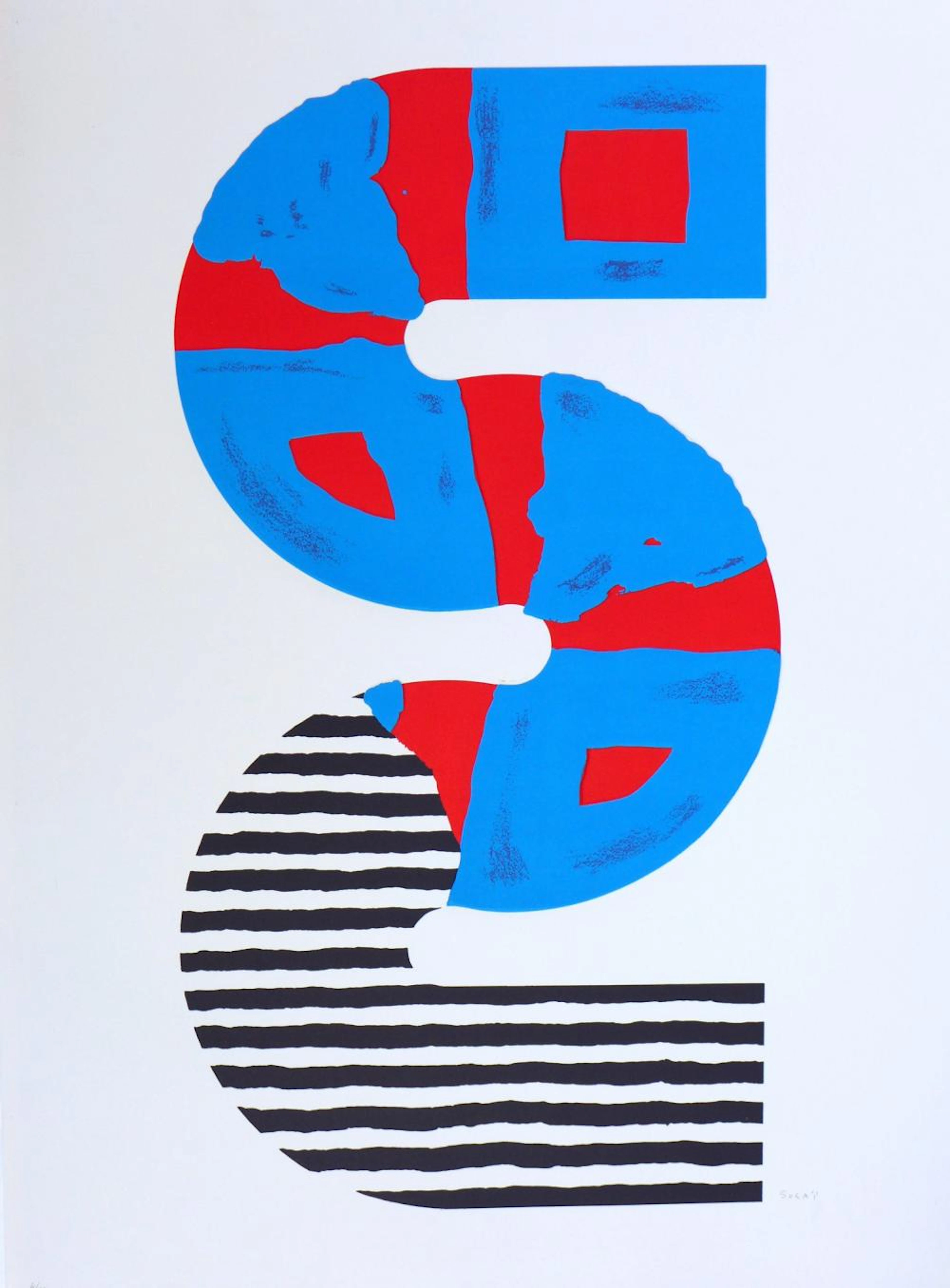 Kumi Sugai - S (Rouge et bleu), 1990, lithograph