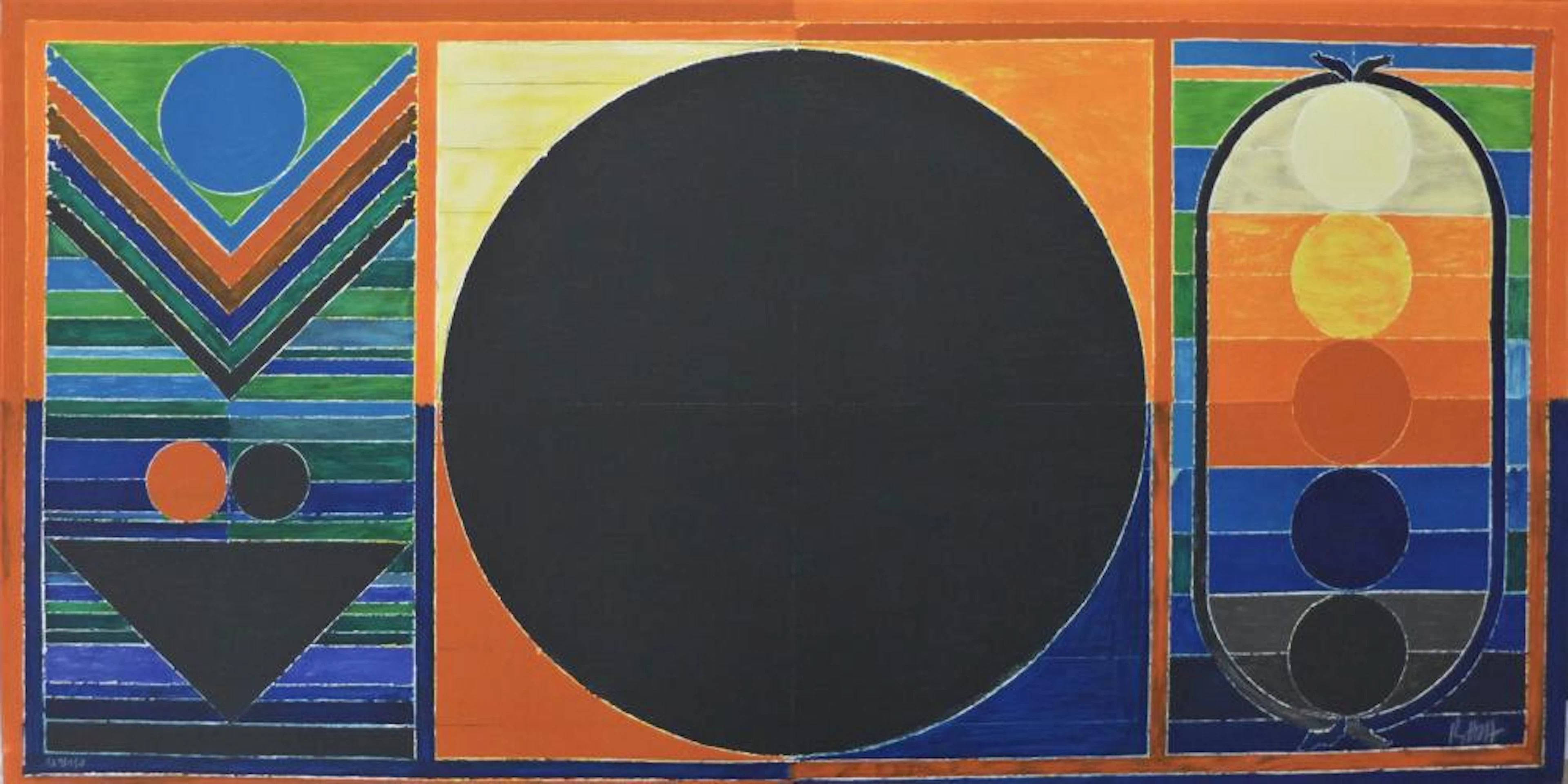 Sayed Raza - Arbre, bindu et cinq éléments, 2008, lithograph