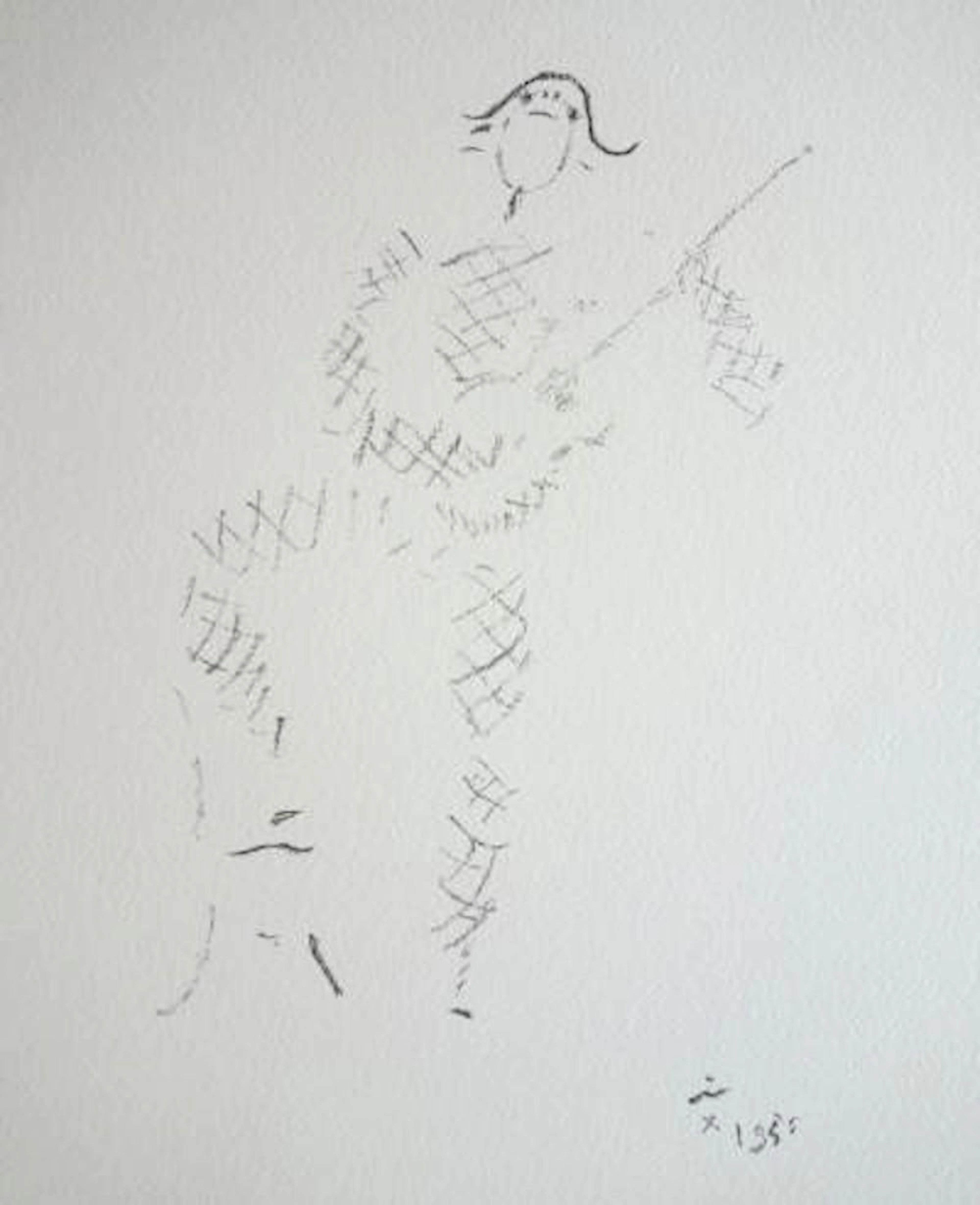 Jean Cocteau - Arlequin jouant de la guitard, litograph