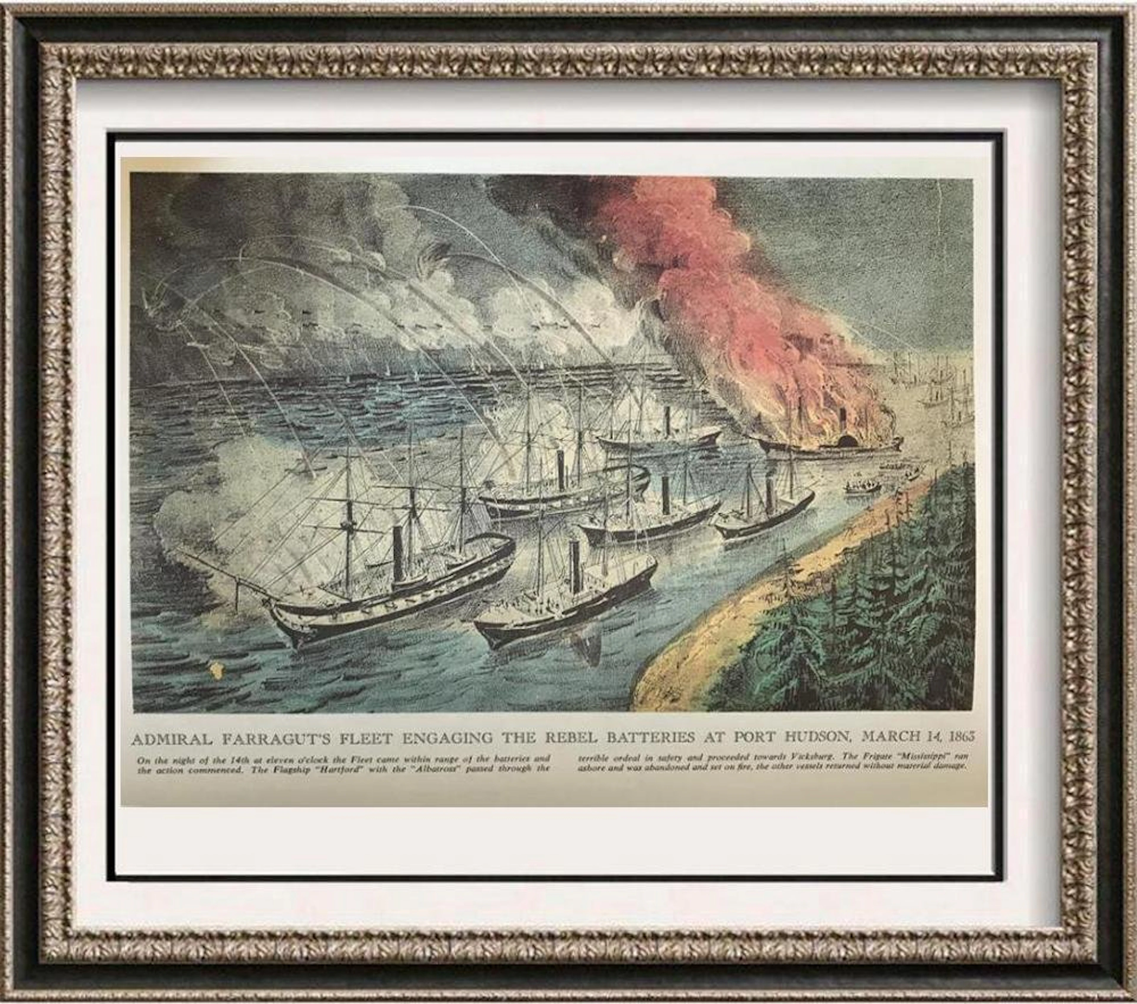 Civil War: Admiral Farragut Fleet Engaging The Rebel