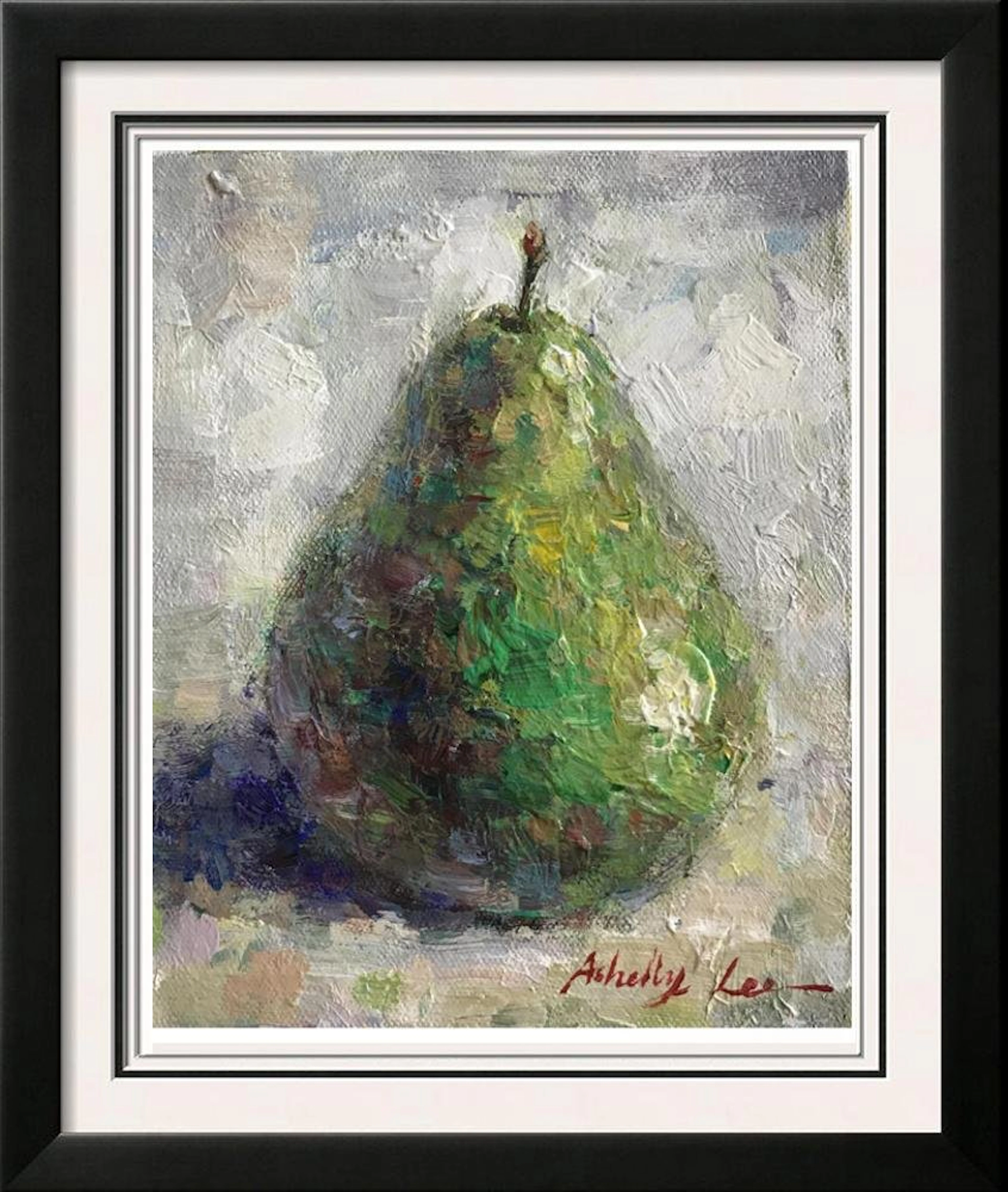 Colorful Textured Impressionism Pear Signed Painting