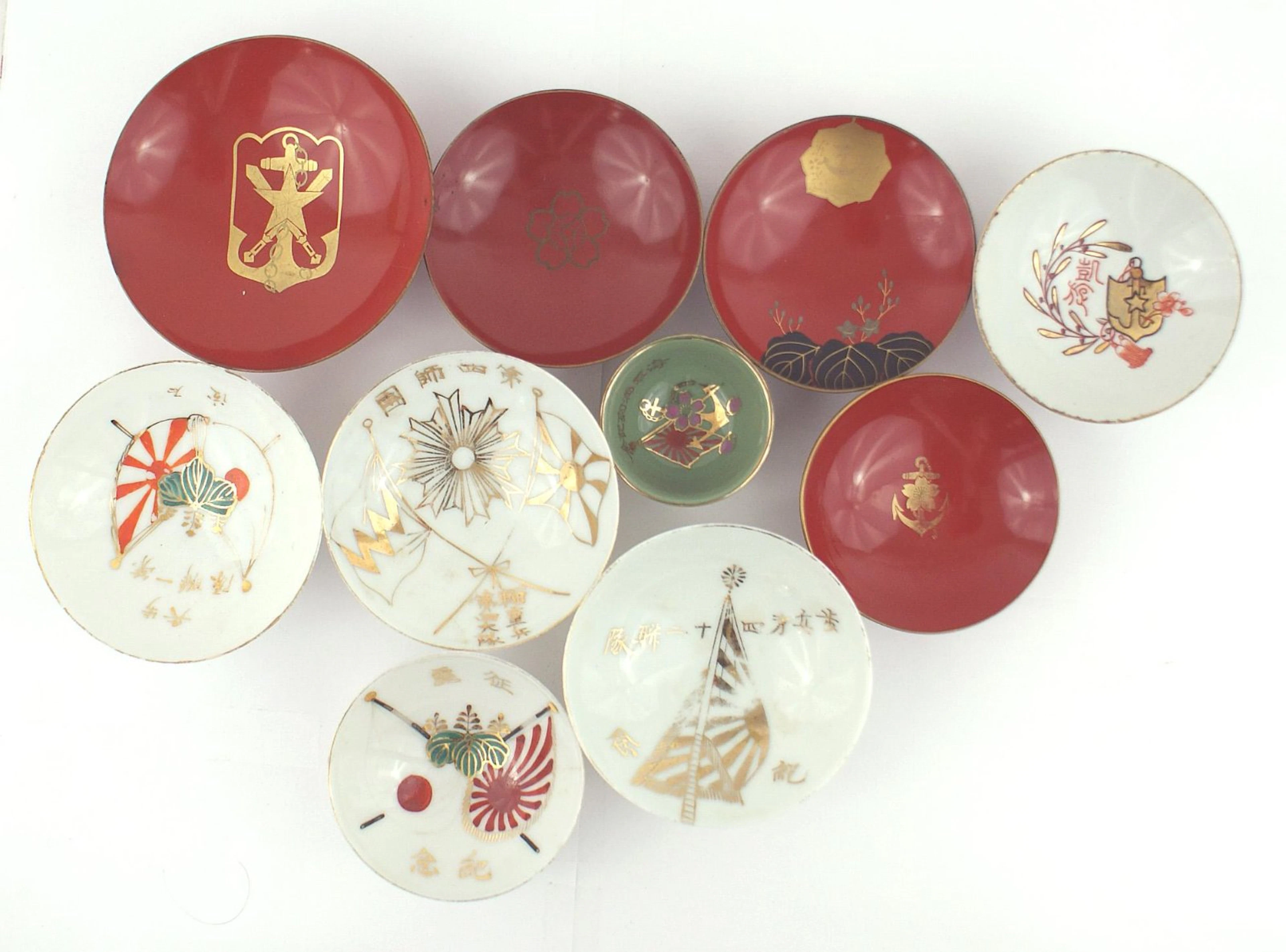 10 Japanese WWII Navy Sake cups