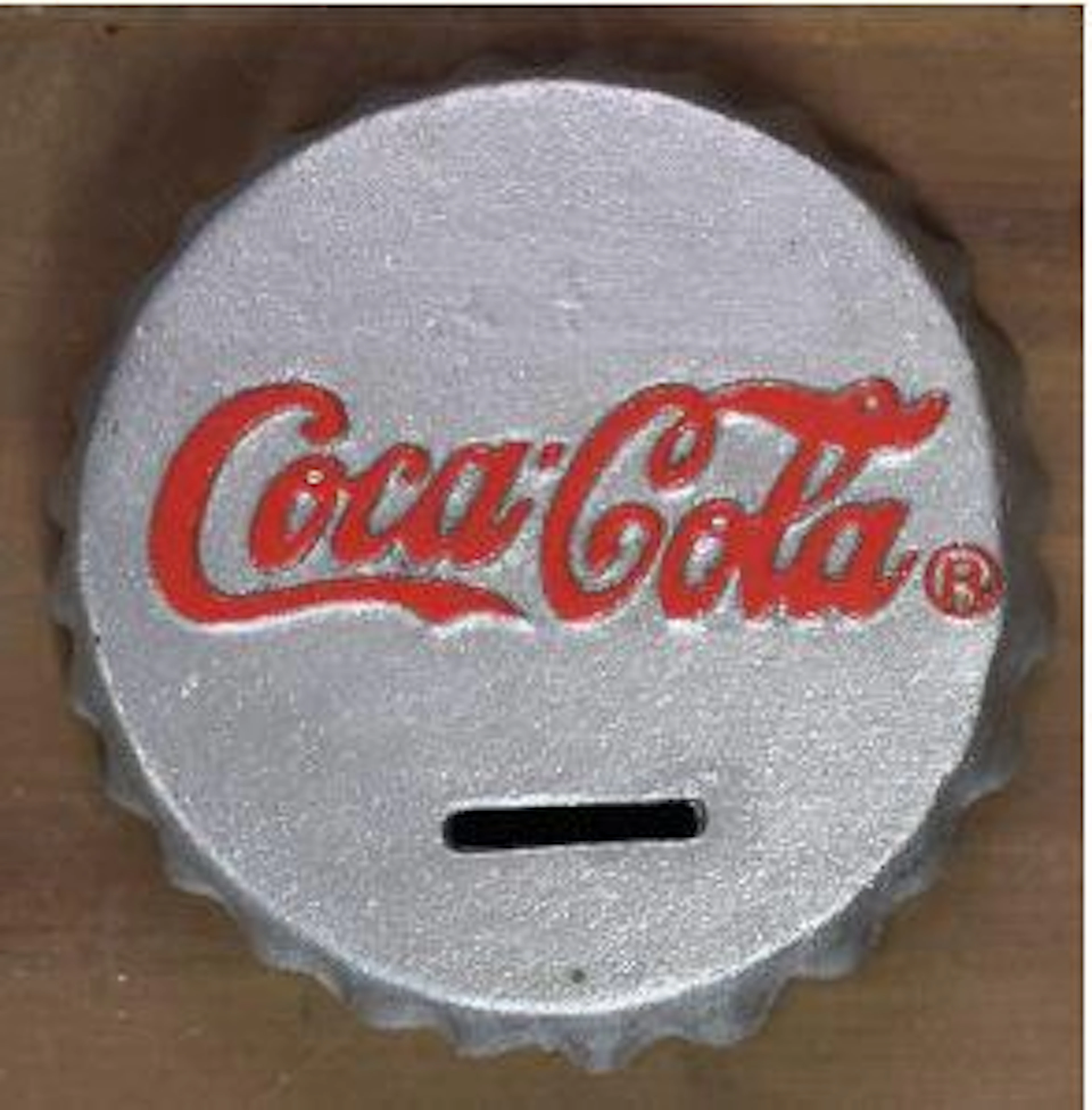 Cast iron silver coca-cola bottle cap bank