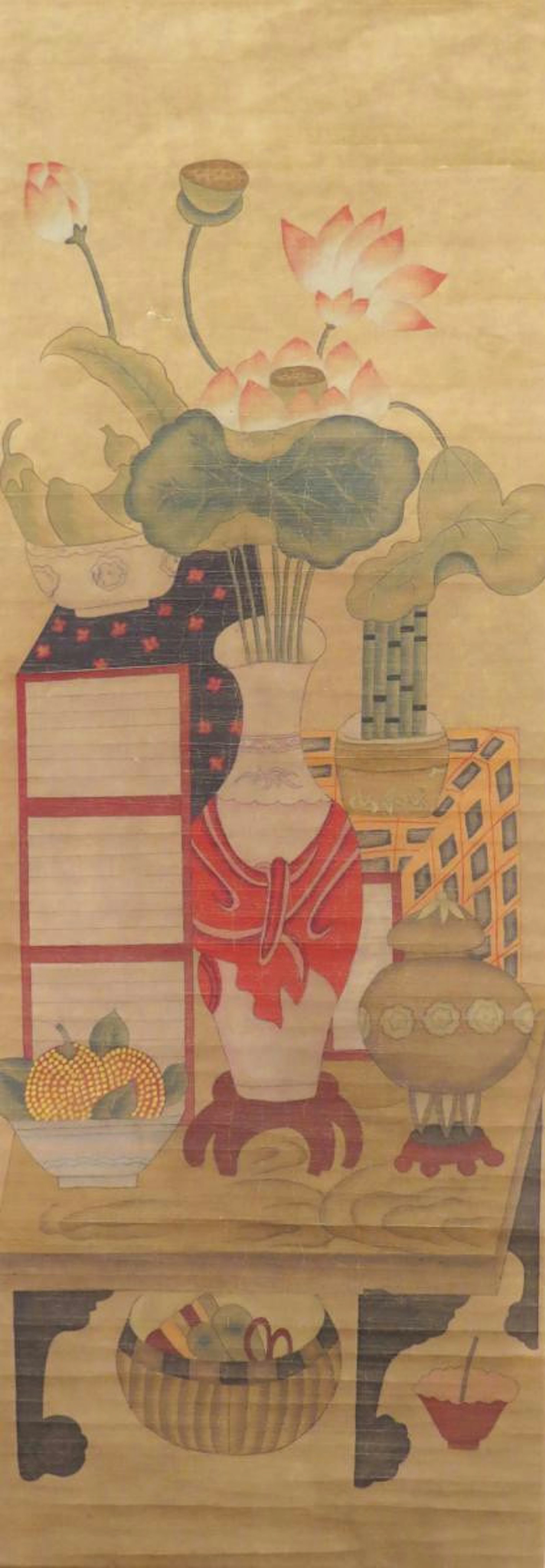 A KOREAN MINHWA SCROLL PAINTING ON PAPER